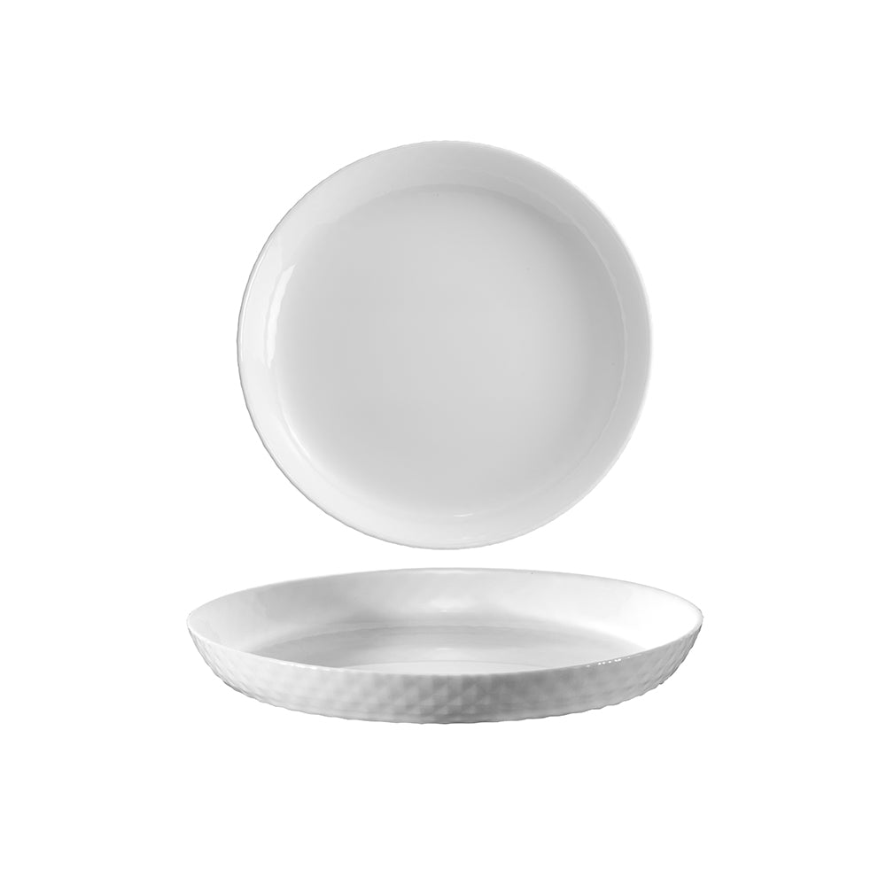 Premium Diamond White Side Plates - Set of 2 (19cm x 2.4cm) - Elegant Dinnerware for Fine Dining, Wedding Receptions & Special Occasions