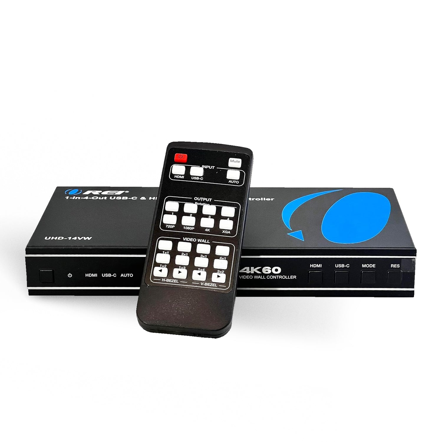 4K 1 In 4 Out USB C & HDMI Video Wall Controller with Audio Extraction - UHD 14VW for Multi-Screen Displays in Conference Rooms, Digital Signage & Home Theaters