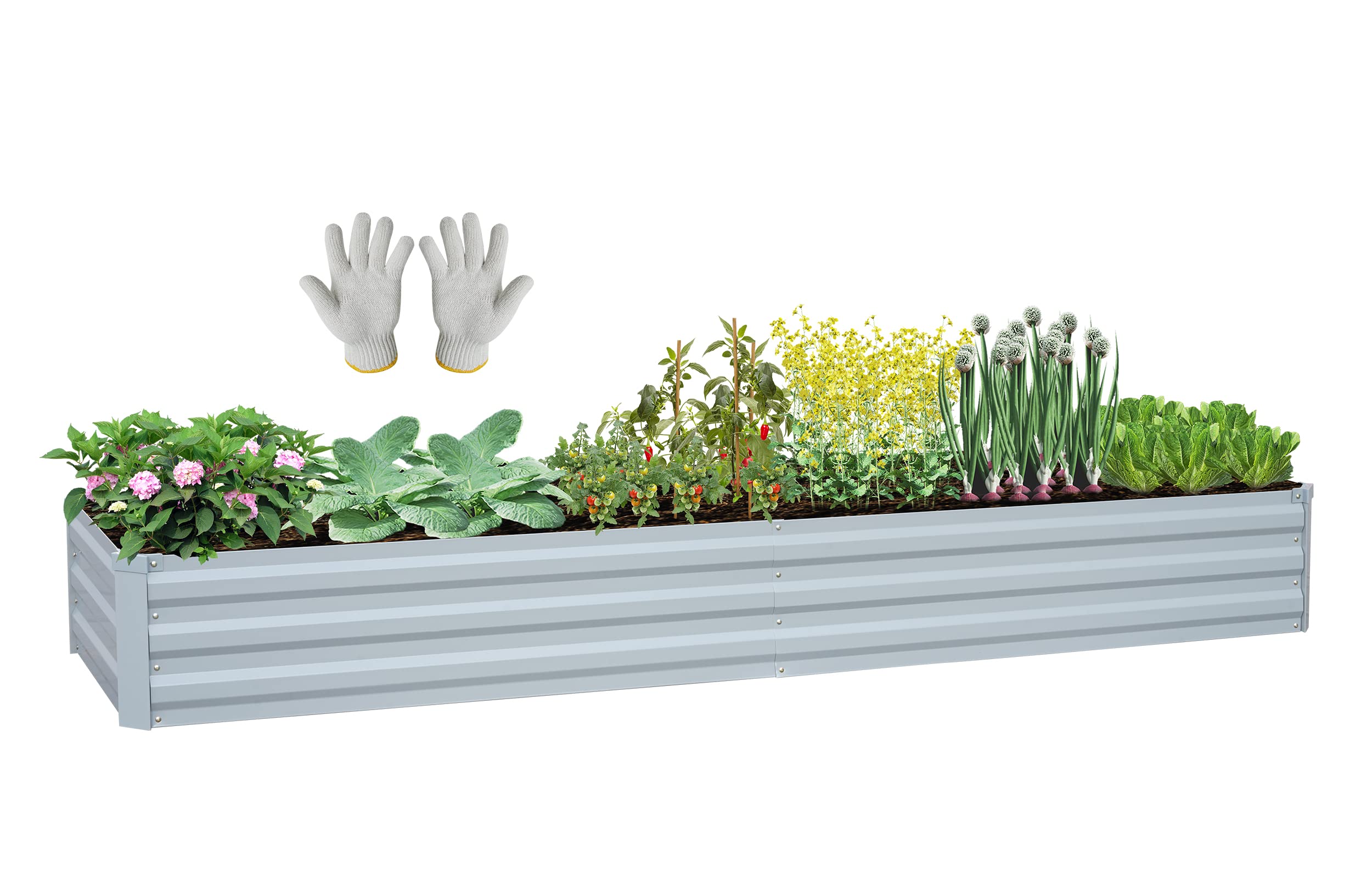 8x2x1 FT Galvanized Metal Raised Garden Bed Planter Box - Outdoor Gardening, Vegetables, Flowers & Herbs - Durable Galvanized Steel for Patio, Backyard & Urban Farming