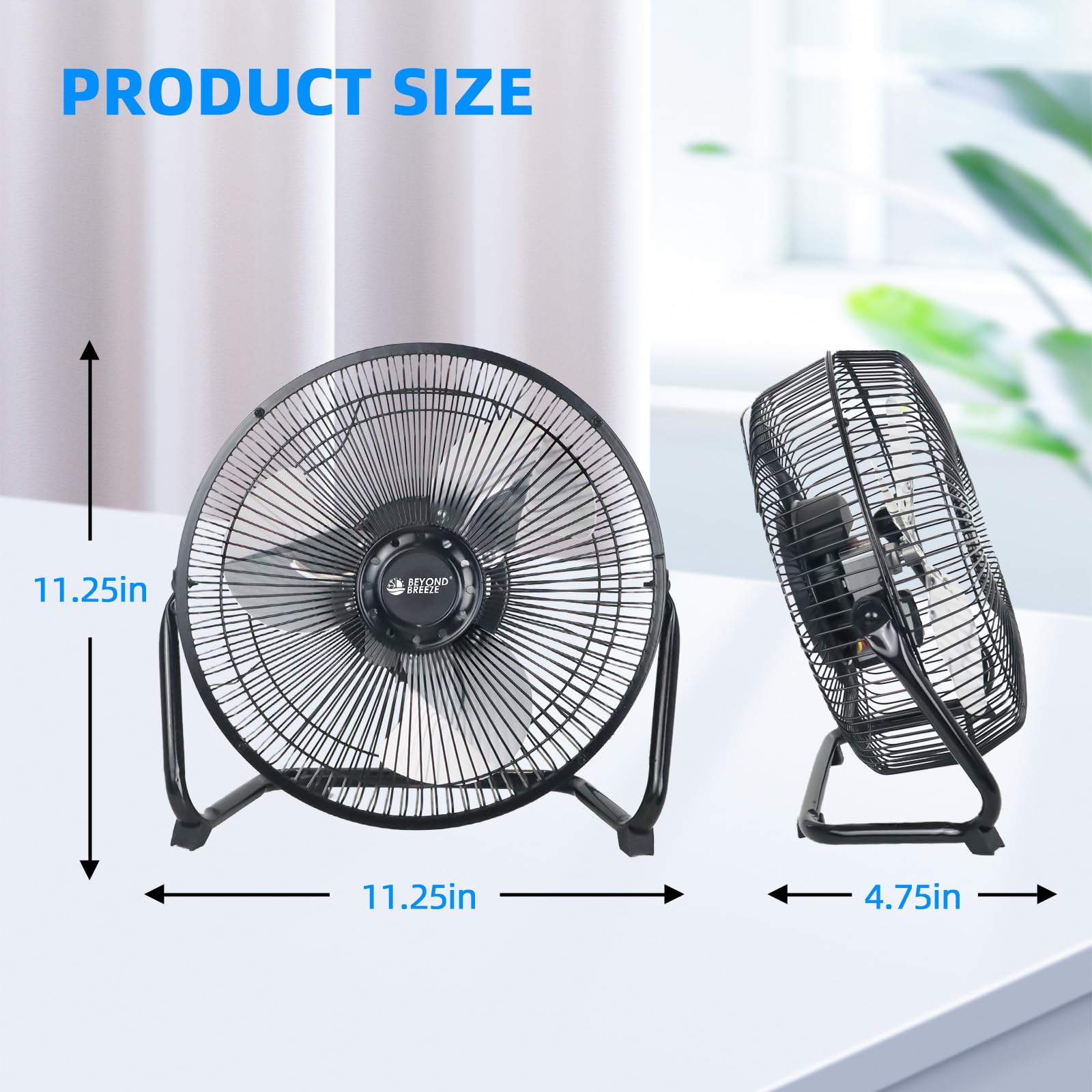 9 Inch 3-Speed All Metal Floor Fan - Adjustable Tilt Small Desk Fan for Office, Bedroom & Home Cooling | Quiet Personal Fan for Workstation, Tabletop & Indoor Use