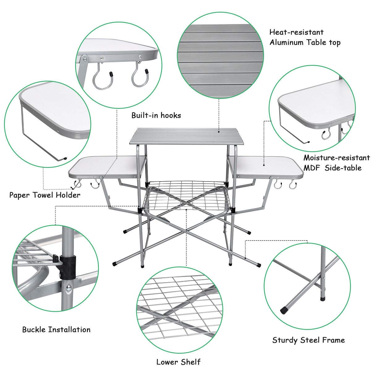 Portable Folding Grill Stand & Table Set with Carrying Bag - Compact BBQ Kit for Outdoor Cooking, Picnics, Camping & Backyard Parties (US Stock) - Perfect for Tailgating, Beach Trips & Garden Gatherings