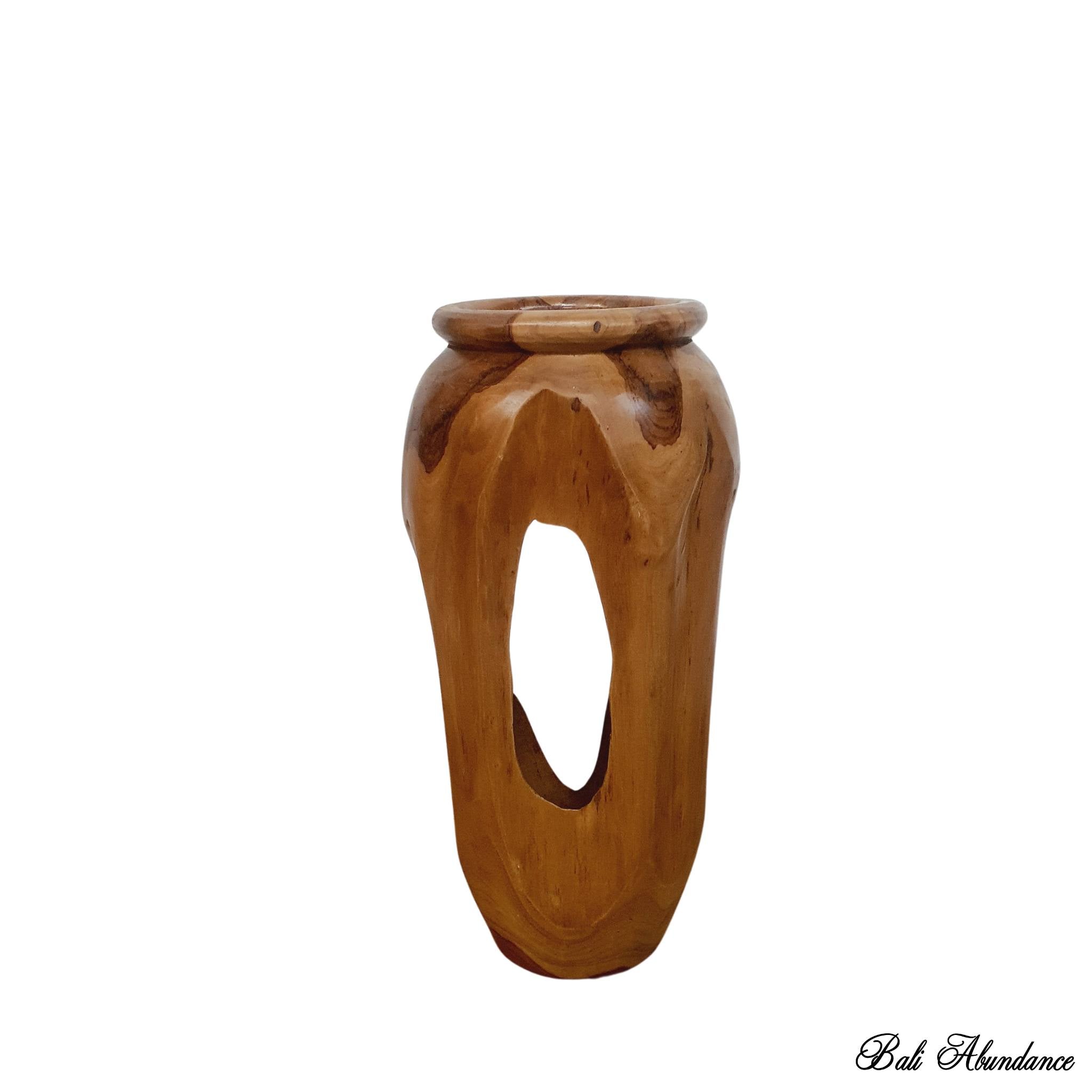 Premium Teak Wood Plant Pot - Handcrafted Indoor/Outdoor Planter for Succulents, Herbs & Flowers | Perfect for Home, Garden & Patio Decor
