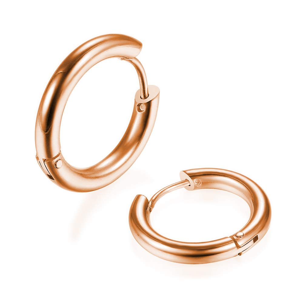 Hypoallergenic 316L Surgical Stainless Steel Huggie Hoop Earrings - 6mm/8mm/10mm/11mm/12mm/14mm Sizes - Cartilage Helix Lobes Hinged Sleeper Earrings for Men & Women - Perfect for Everyday Wear, Gifts and Sensitive Ears