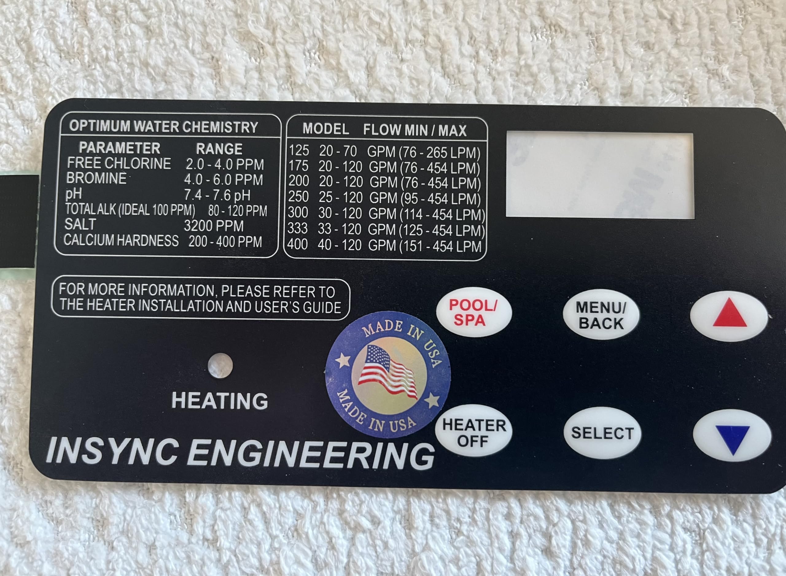 Pentair MASTERTEMP MAX-E-Therm 461106 Replacement Membrane - 6-Button Compatible Keypad Made in USA | Perfect for Pool & Spa Heater Repair & Maintenance