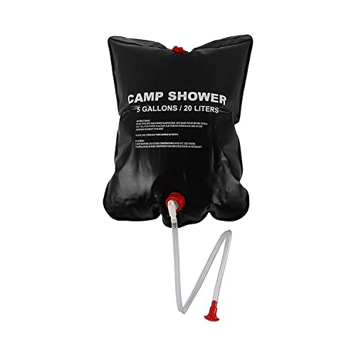 Portable 20L Solar Heated Shower Bag with Fast Heating & Shower Nozzle - Foldable PVC Camping Shower for Outdoor Activities, Hiking, Beach & RV Trips