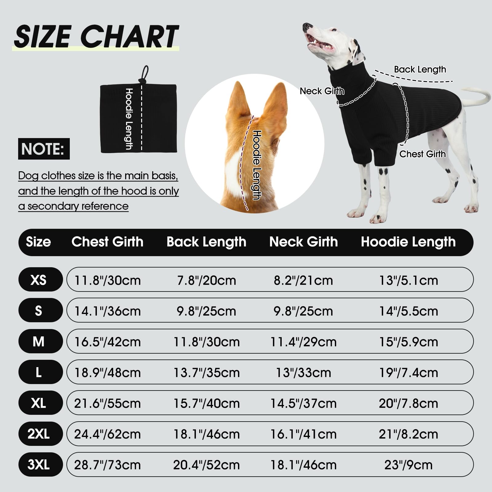 ROZKITCH 2-in-1 Dog Hoodie Shirt with Detachable Ears - Soft Lightweight Striped Pullover Sweater for Small Medium Large Dogs (Black, 2XL) - Perfect for Outdoor Walks, Pet Costume Parties & Winter Warmth