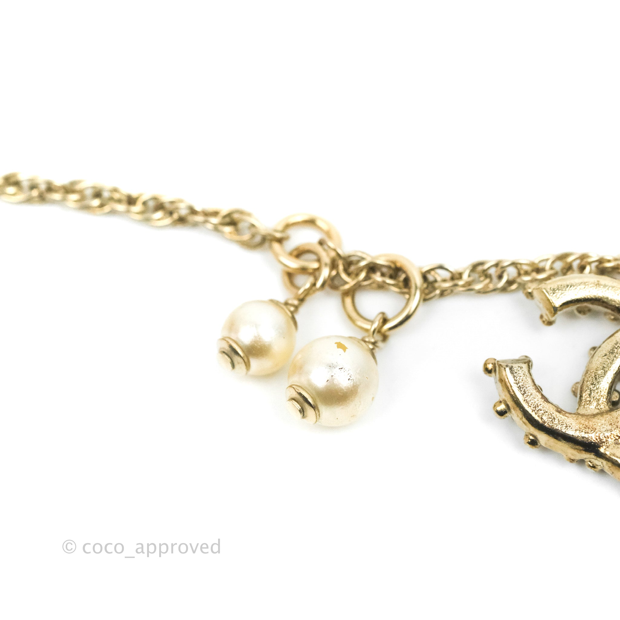Chanel CC Crystal Pearl Bracelet in Gold Tone - 19C Collection | Elegant Jewelry for Women, Perfect for Parties, Weddings & Special Occasions