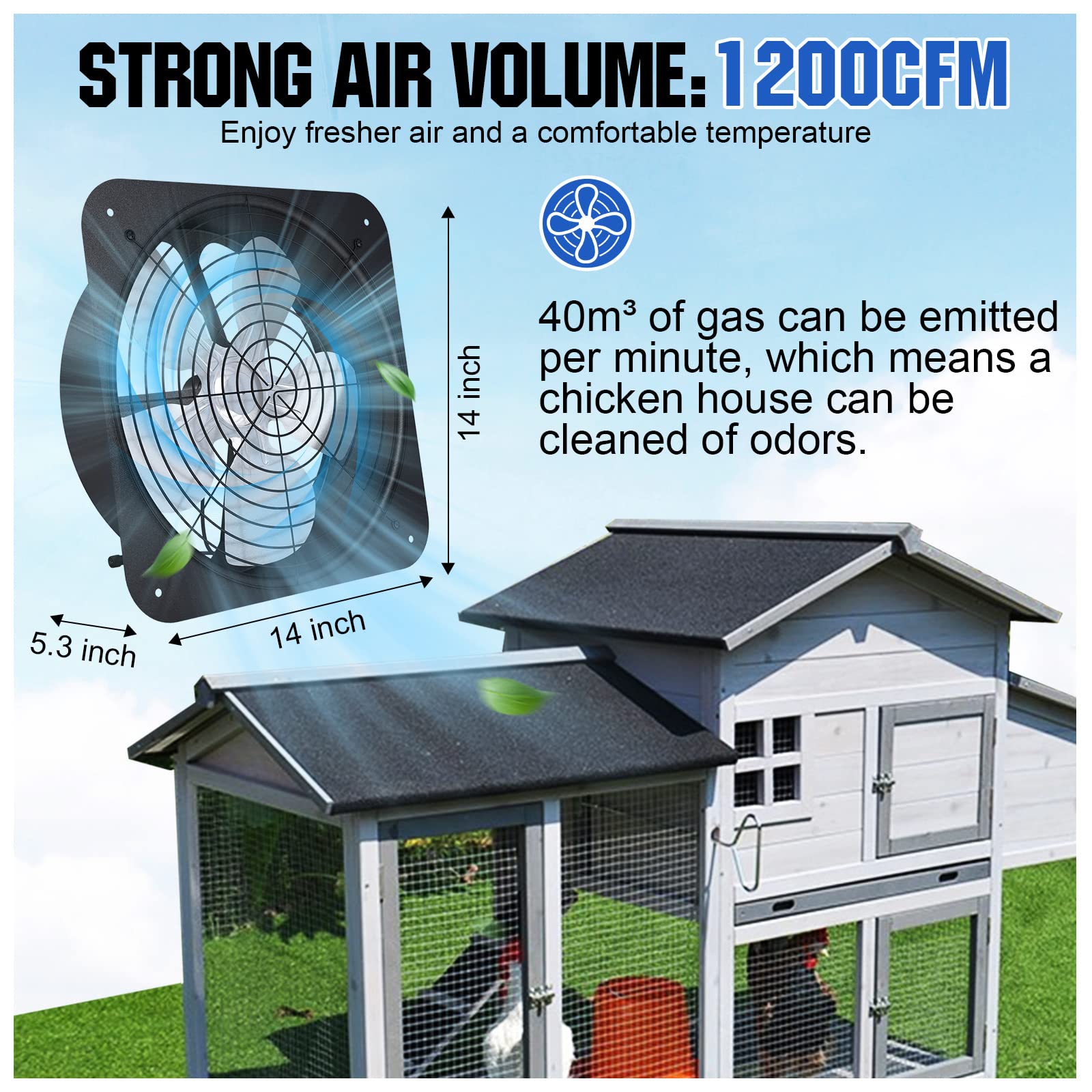 ECO-WORTHY 2000CFM Solar Powered Attic Fan Kit with 100W Solar Panel - 14 Inch Ventilation Fan for Chicken Coops, Greenhouses & Home Use - Energy Efficient Cooling Solution - Ships in 2 Packages