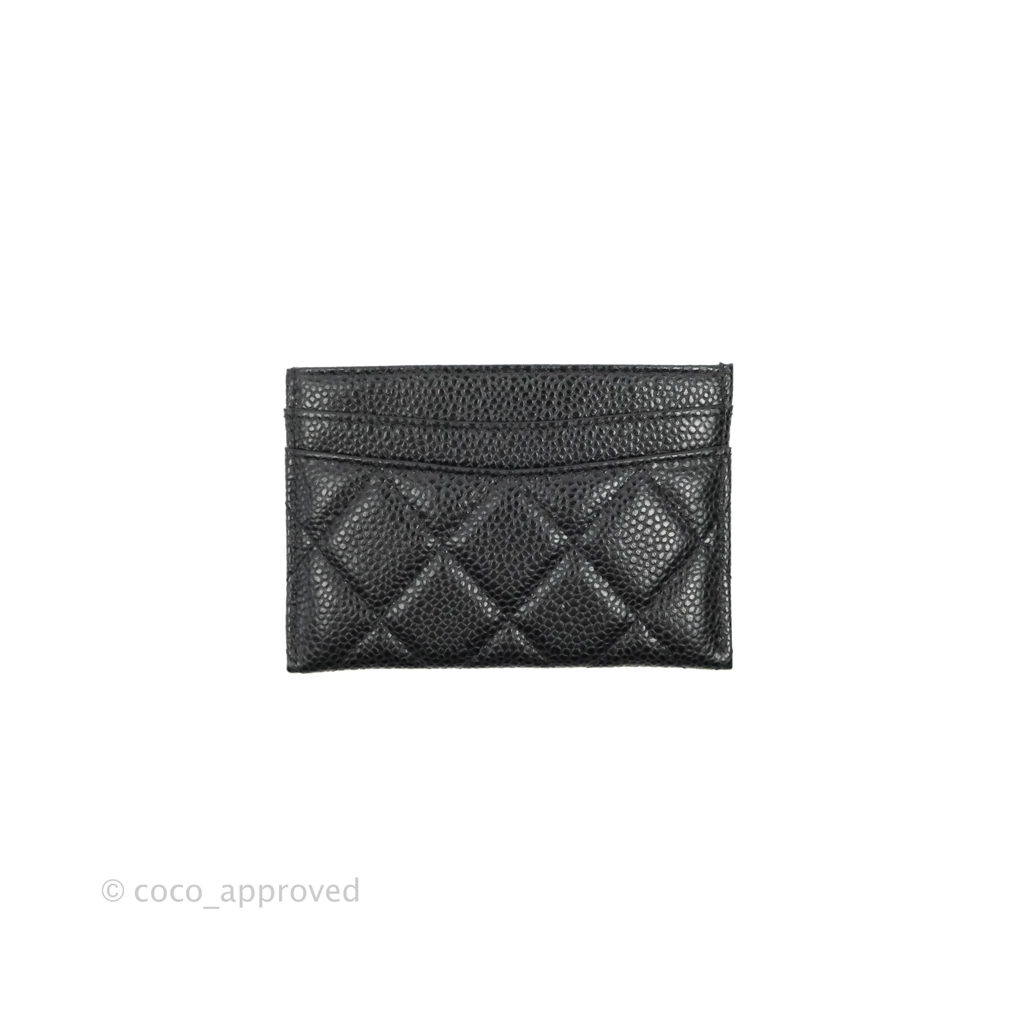 Chanel Classic Flat Card Holder in Black Caviar Leather with Silver Hardware - Perfect for Everyday Use & Luxury Gift Giving