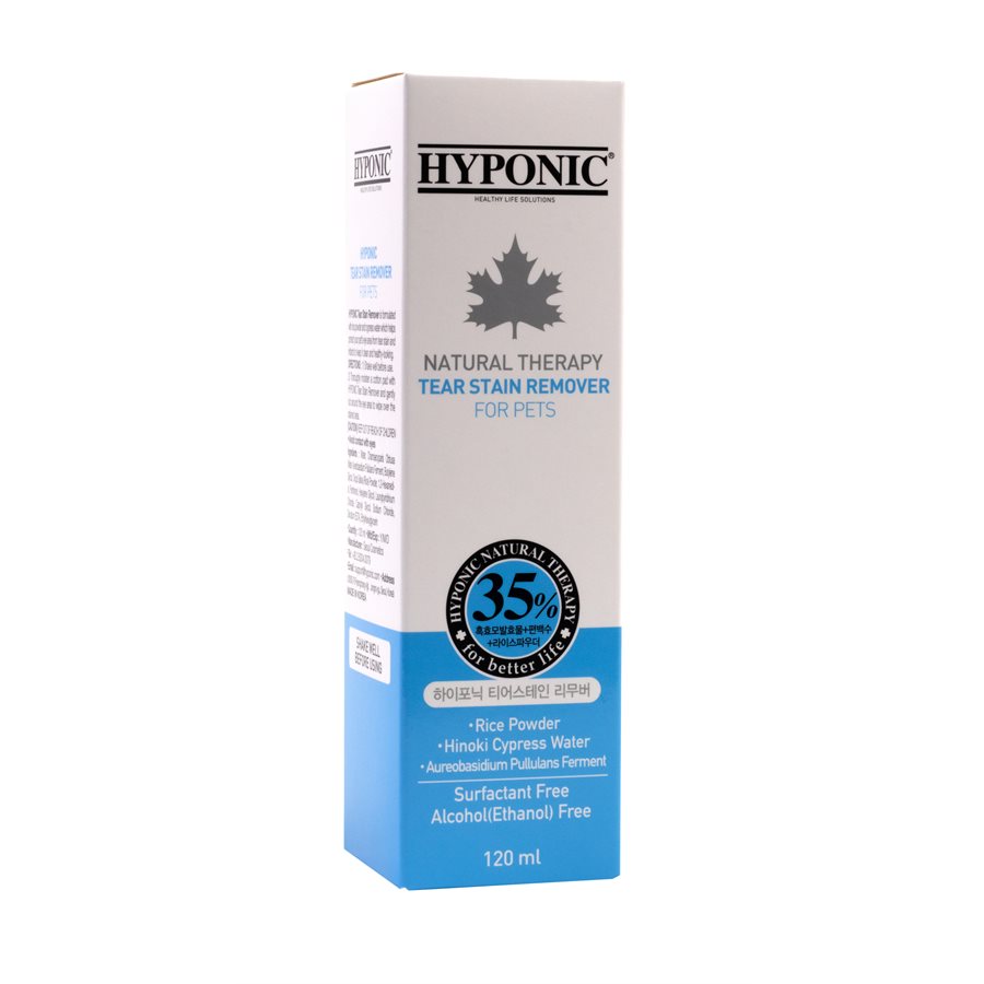 Hyponic Tear Stain Remover for Dogs & Cats - 120ml Gentle Eye Cleaning Solution | Safe for Daily Use on Pet Facial Stains & Eye Discharge