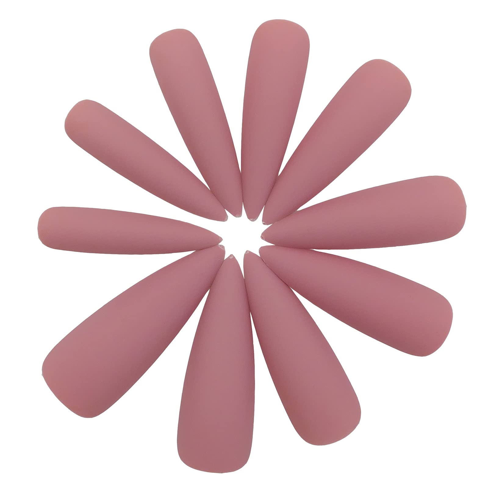 LoveOurHome 100pc Long Stiletto Press-On Nails - Matte Fake Nails, Pointy Acrylic Nail Tips for Women & Girls | Full Cover Artificial Fingernails in Pink | Perfect for Parties, Weddings & Special Occasions