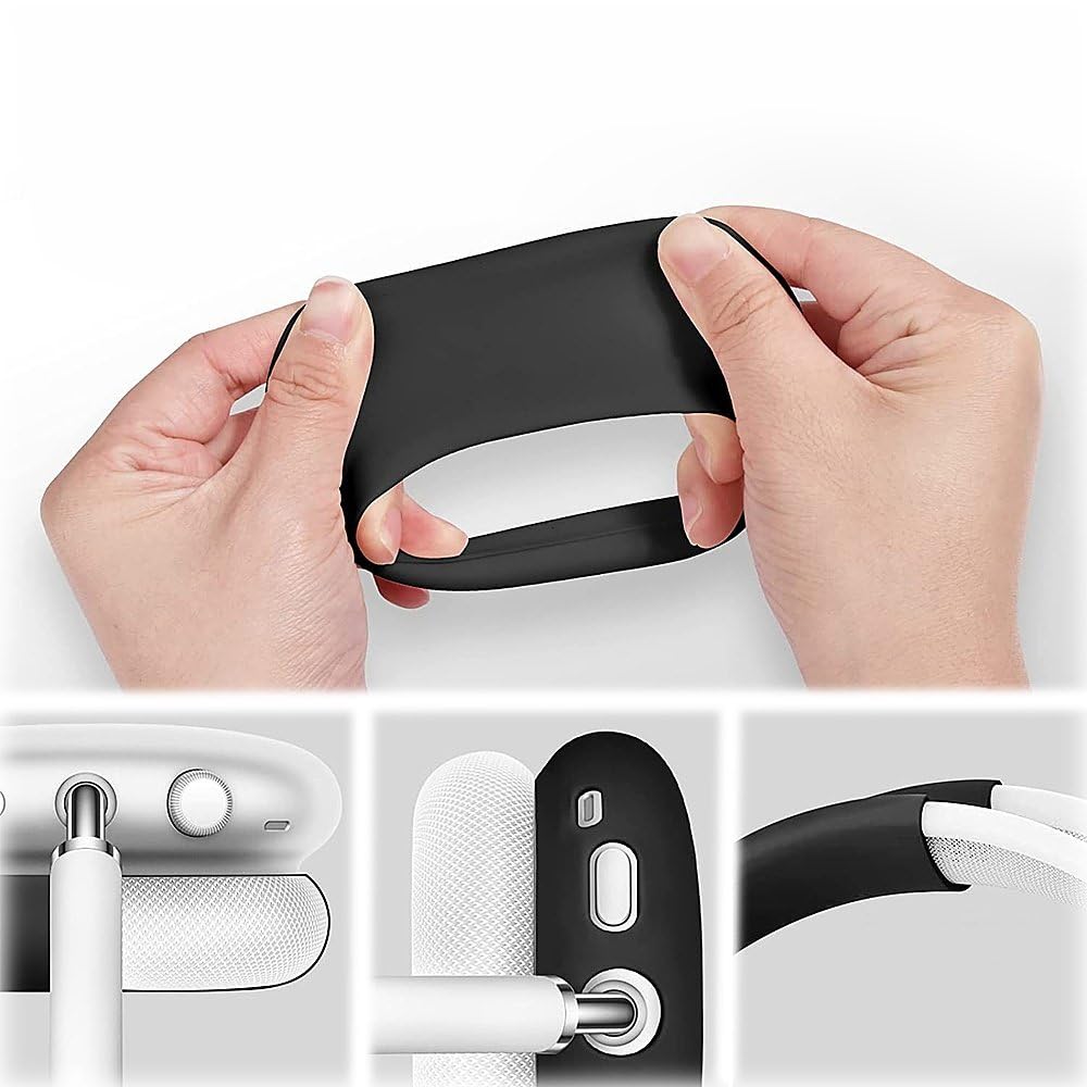 SaharaCase Premium Silicone Protective Case for Apple AirPods Max - Shockproof, Anti-Slip Grip, Slim Fit Headphone Cover (Black) | Perfect for Travel, Workouts & Daily Commute Protection