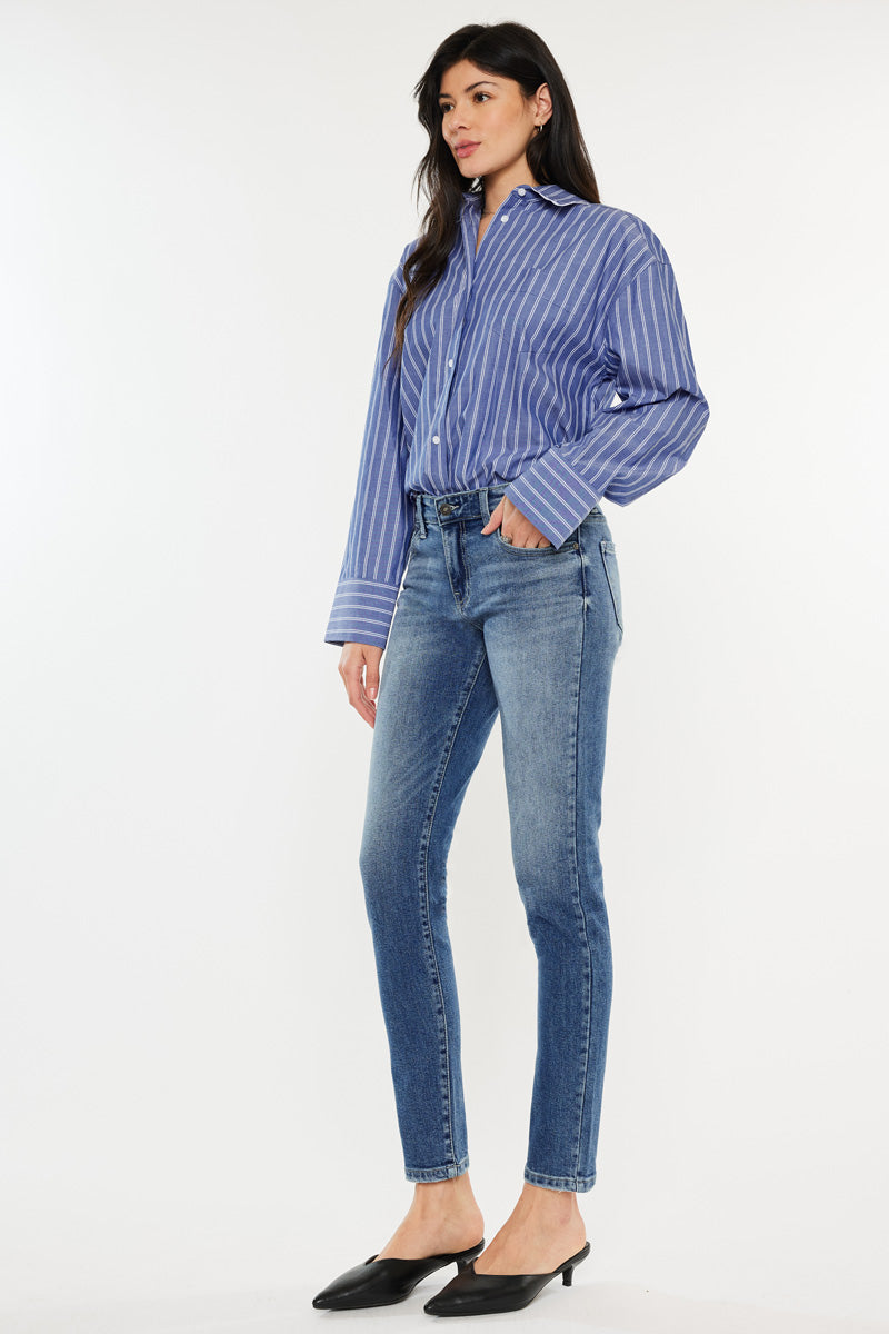 Myra Mid Rise Cigarette Leg Jeans for Women - Slim Fit Stretch Denim Pants - Comfortable & Stylish for Casual Wear, Office & Night Out