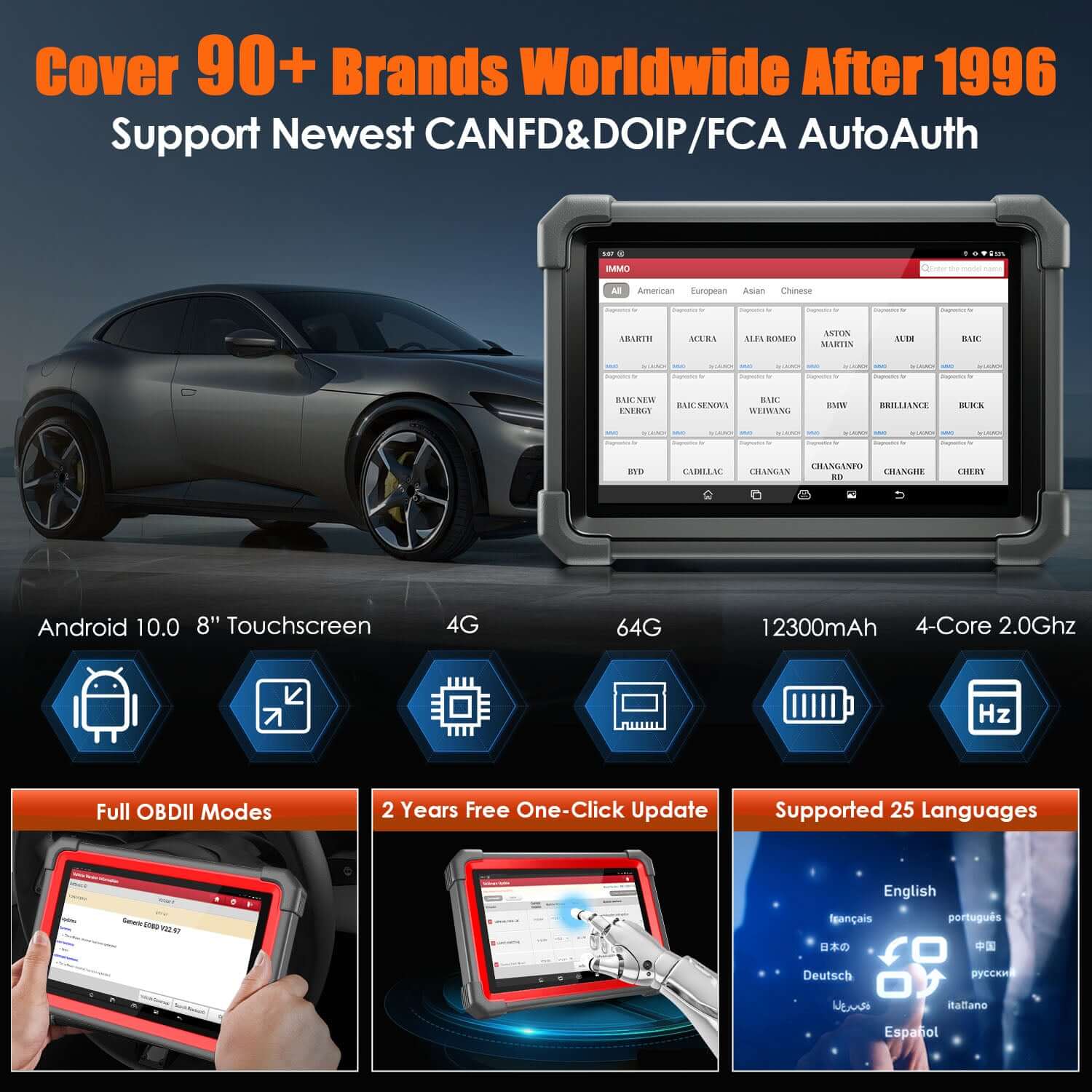 LAUNCH X431 IMMO Plus Key Programmer - All-in-One Bi-Directional OBD2 Scanner with ECU Coding | OE-Level Diagnostics for All Vehicle Systems | Perfect for Auto Shops & DIY Car Repairs