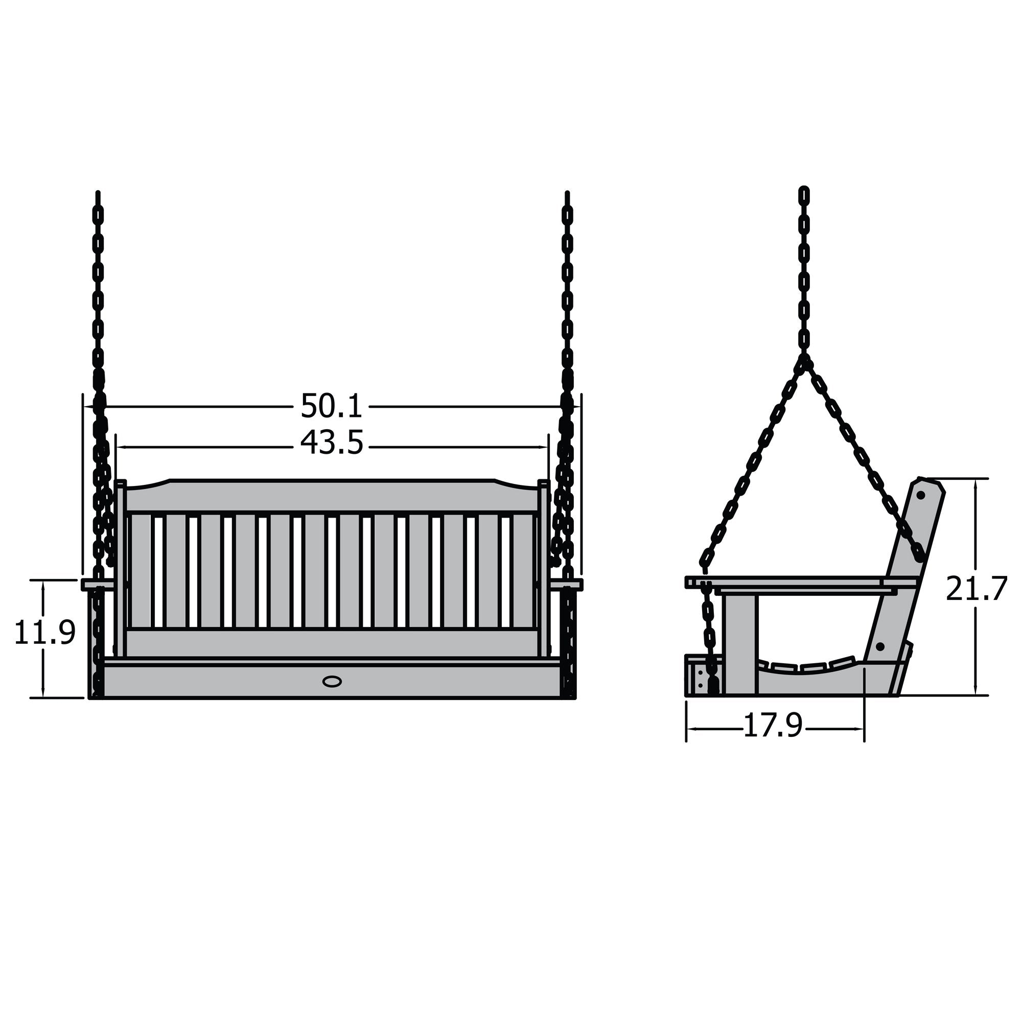 Refurbished Lehigh 4ft Porch Swing - Outdoor Garden Patio Hanging Chair for Relaxing & Lounging