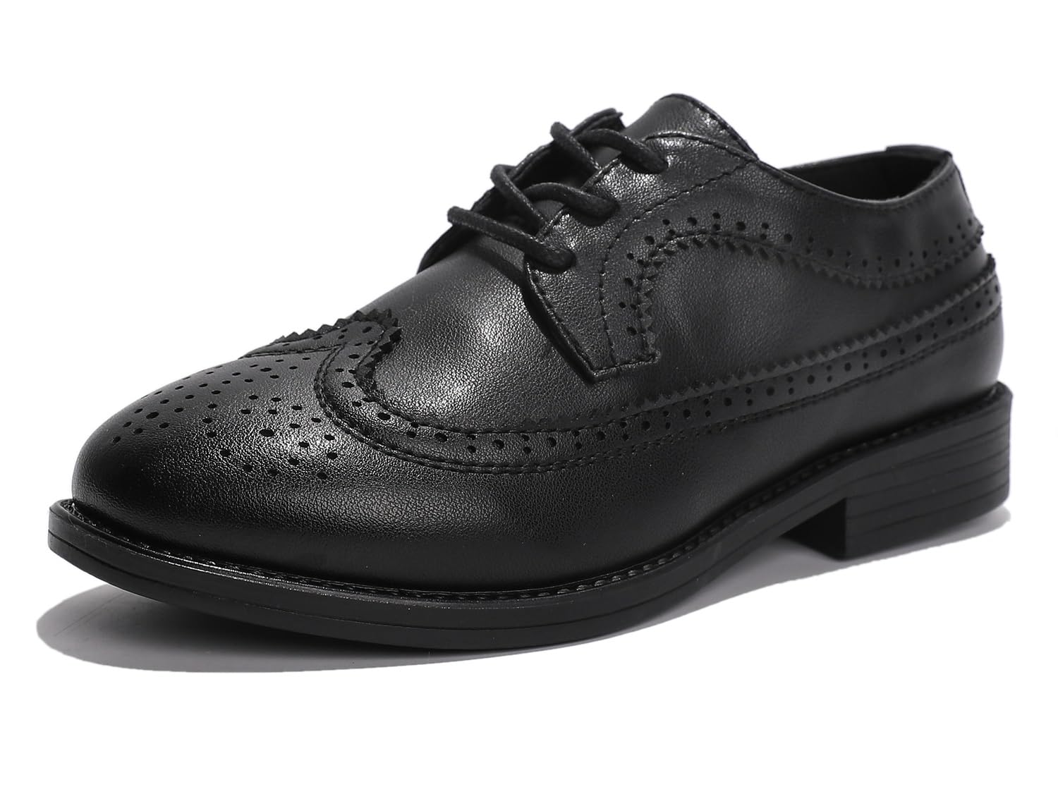 kkdom Boys & Girls Oxford Dress Shoes - Leather Wingtip Lace-Up Formal Shoes for School, Wedding & Special Occasions