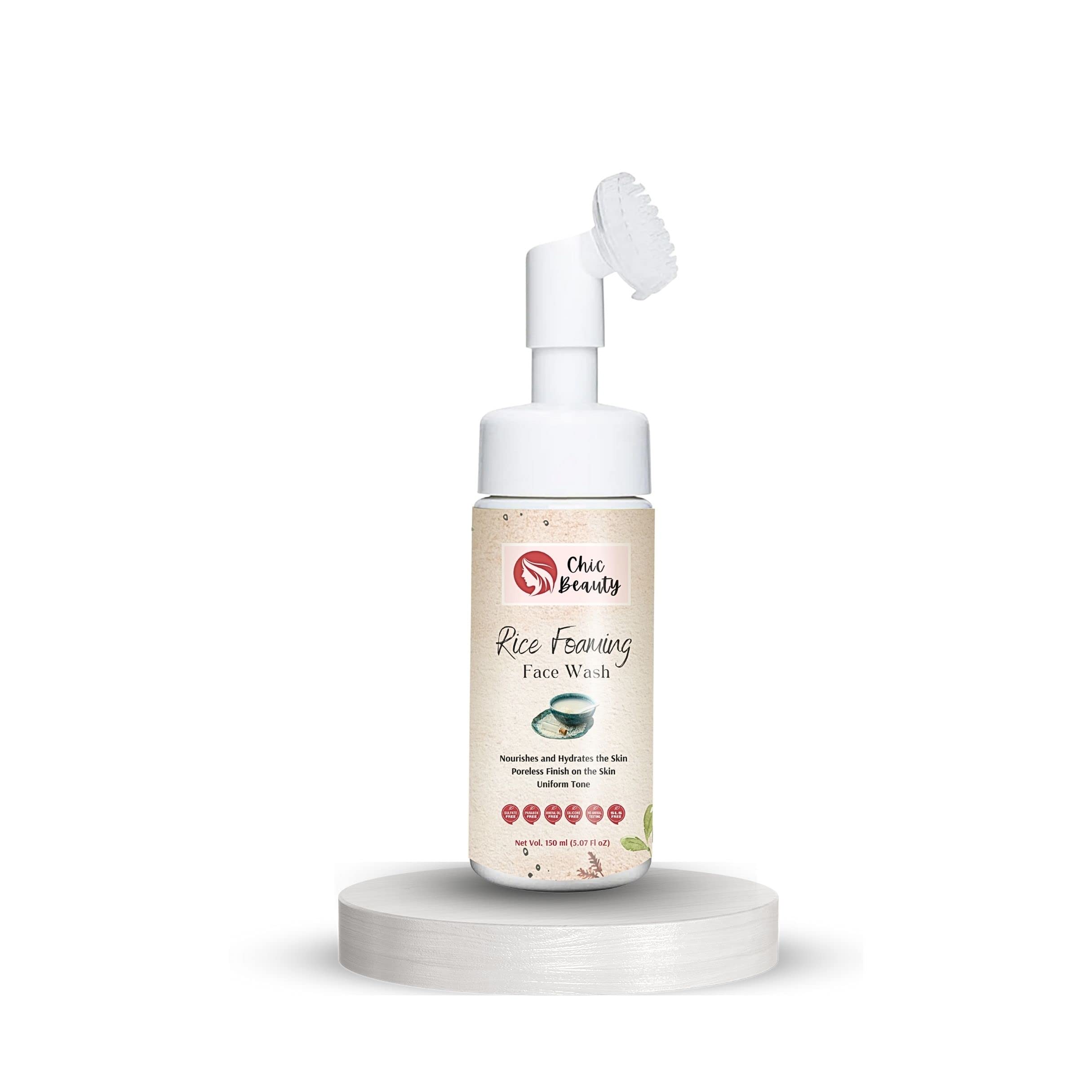 Chic Beauty Rice Water Hair & Skincare Combo Kit - Hair Oil (100ml), Face Wash with Silicone Brush (150ml), Shampoo (300ml), Conditioner (300ml) & Hair Growth Serum (30ml) for Strong Roots & Long Hair | Perfect for Daily Hair Care Routine & Scalp Nourishment