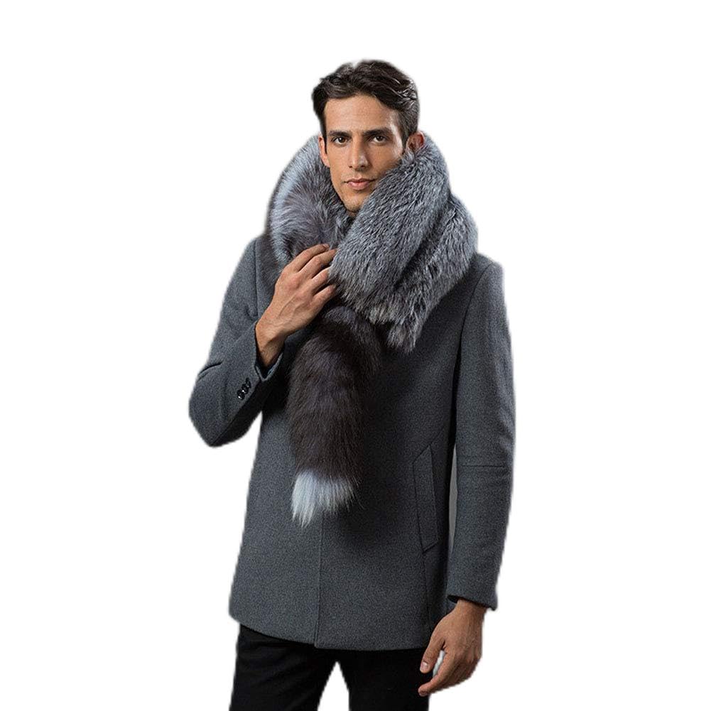 Luxury Men's Silver Blue Fox Fur Scarf - Genuine Fox Fur Collar & Winter Shawl for Men - Perfect for Cold Weather & Formal Occasions