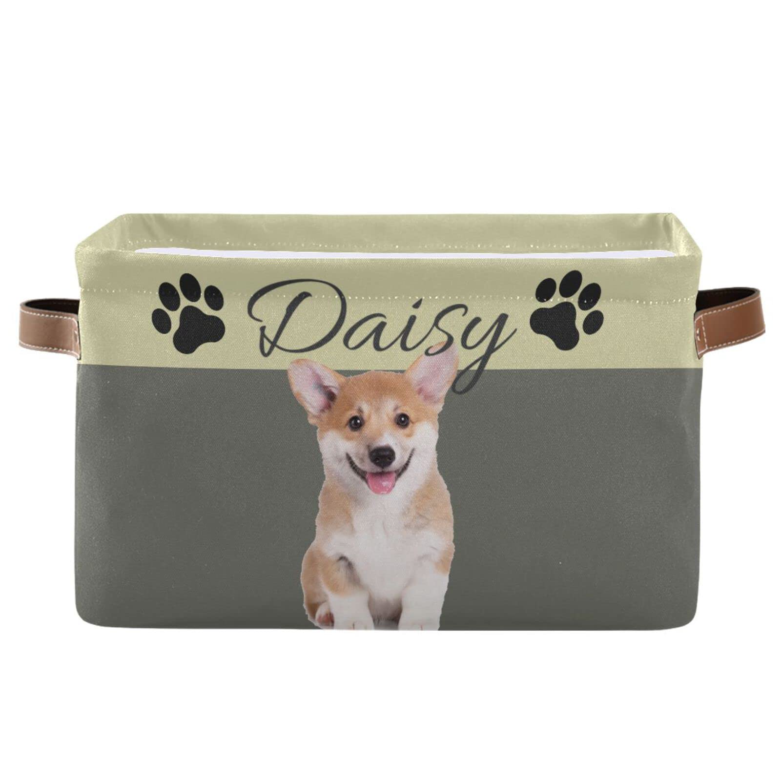 Custom Large Fabric Dog Toy Storage Basket with Handles - Collapsible Closet Organizer for Pet Supplies, Clothes & Home Organization (Grey) - Perfect for Bedroom, Nursery & Pet Play Areas