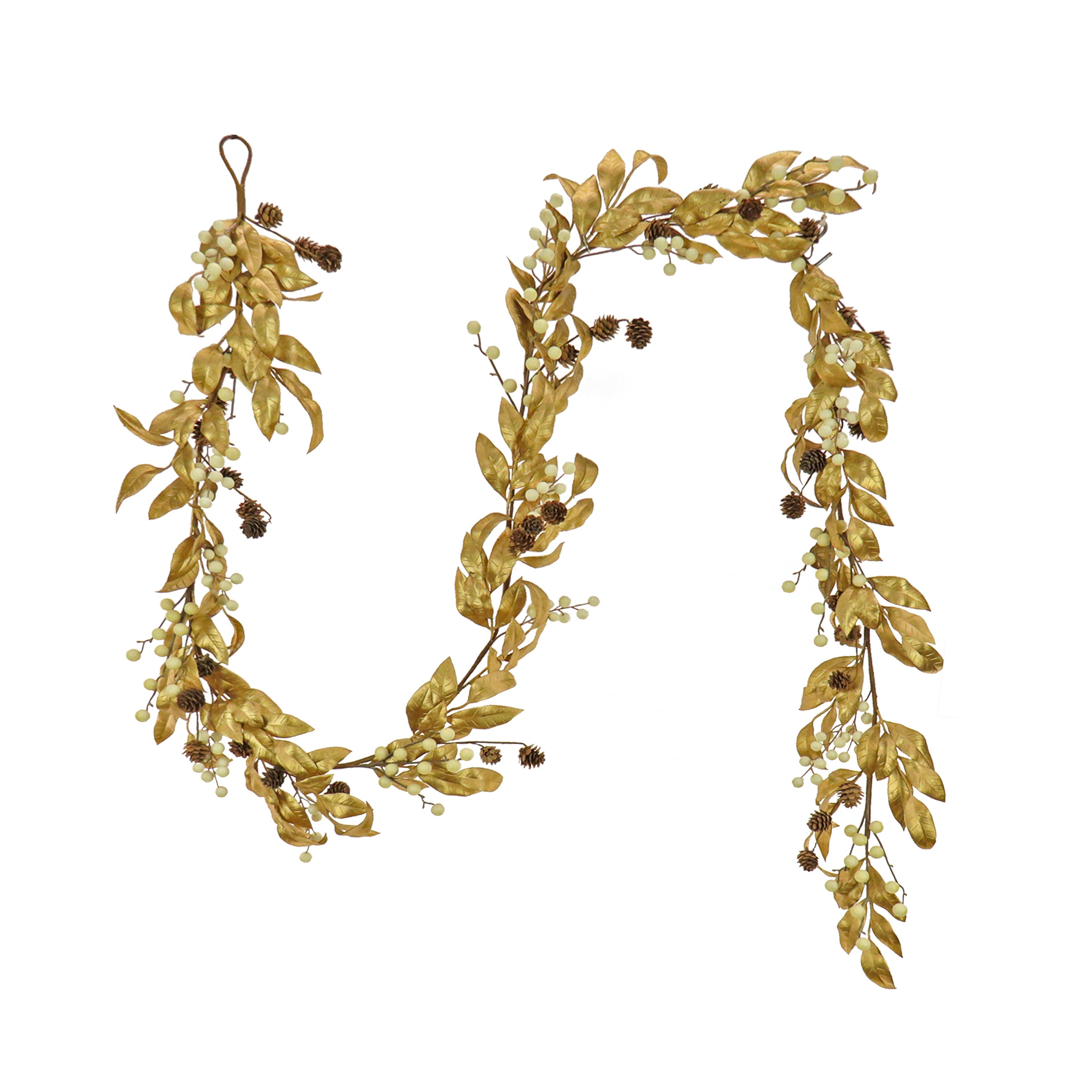 9 ft. HGTV Home Collection Metallic Gold Laurel Garland - Elegant Holiday & Wedding Decor for Mantels, Staircases, and Table Centerpieces