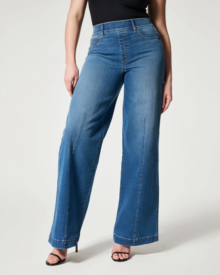 KELYWELL Mid Waist Wide Leg Jeans - Stretch Comfort for Casual Wear