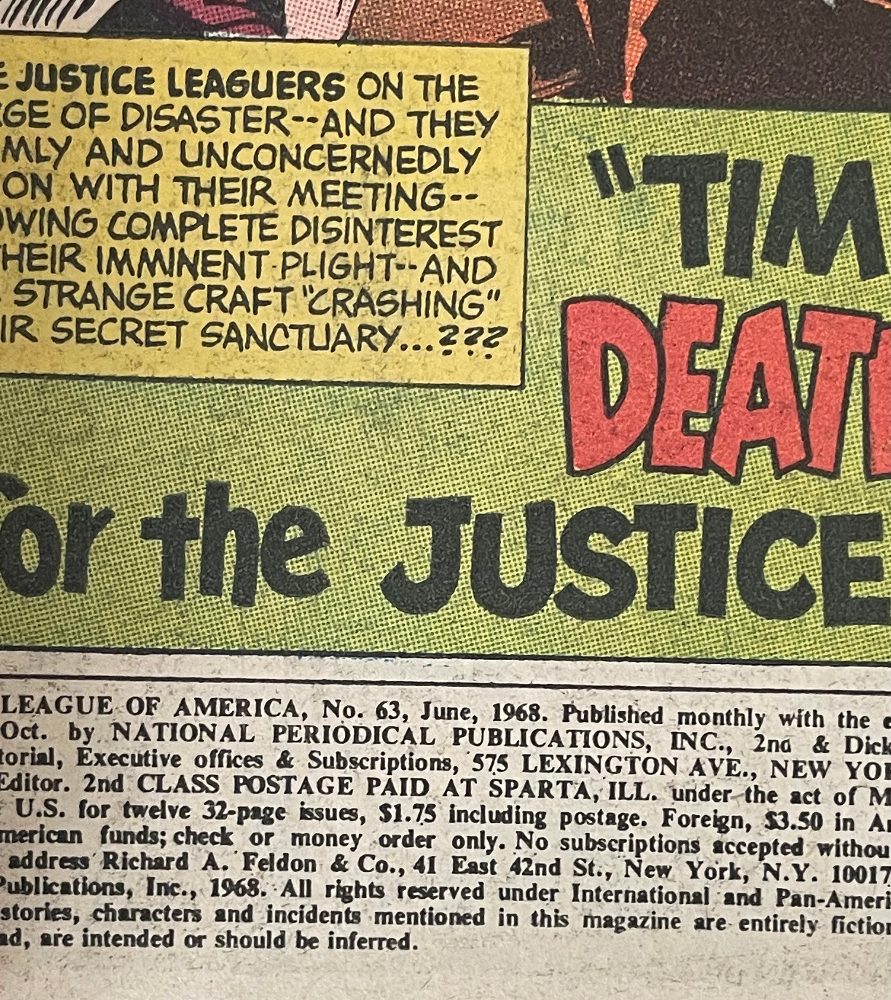 Justice League #63 Comic Book 1968 - Vintage DC Superhero Collectible for Fans & Display