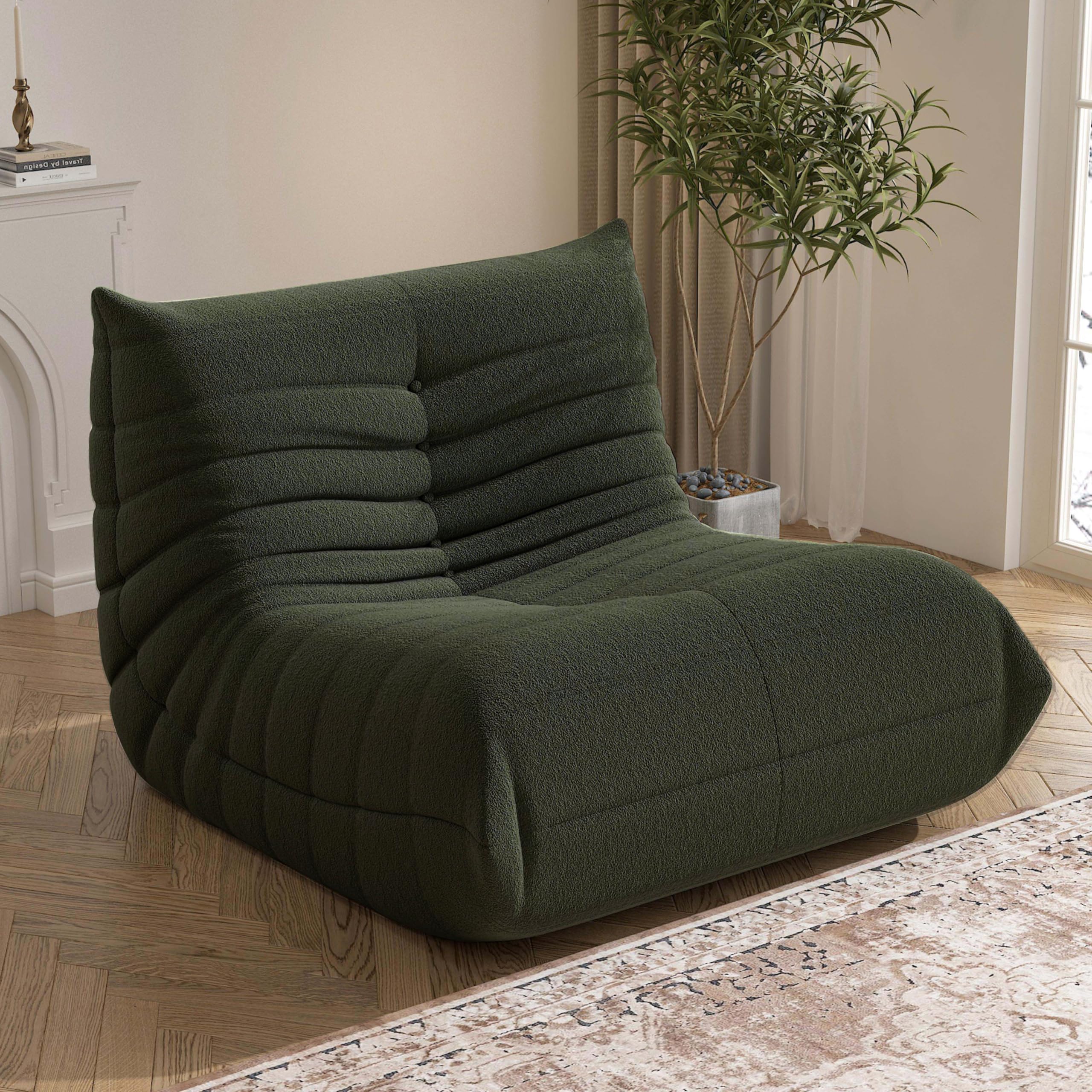 Premium Large Bean Bag Chair for Adults & Teens - High-Density Memory Foam Fireside Sofa - Comfortable Lounge Chair for Living Room, Bedroom, Dorm - Perfect for Relaxing, Gaming & Movie Nights (Green)