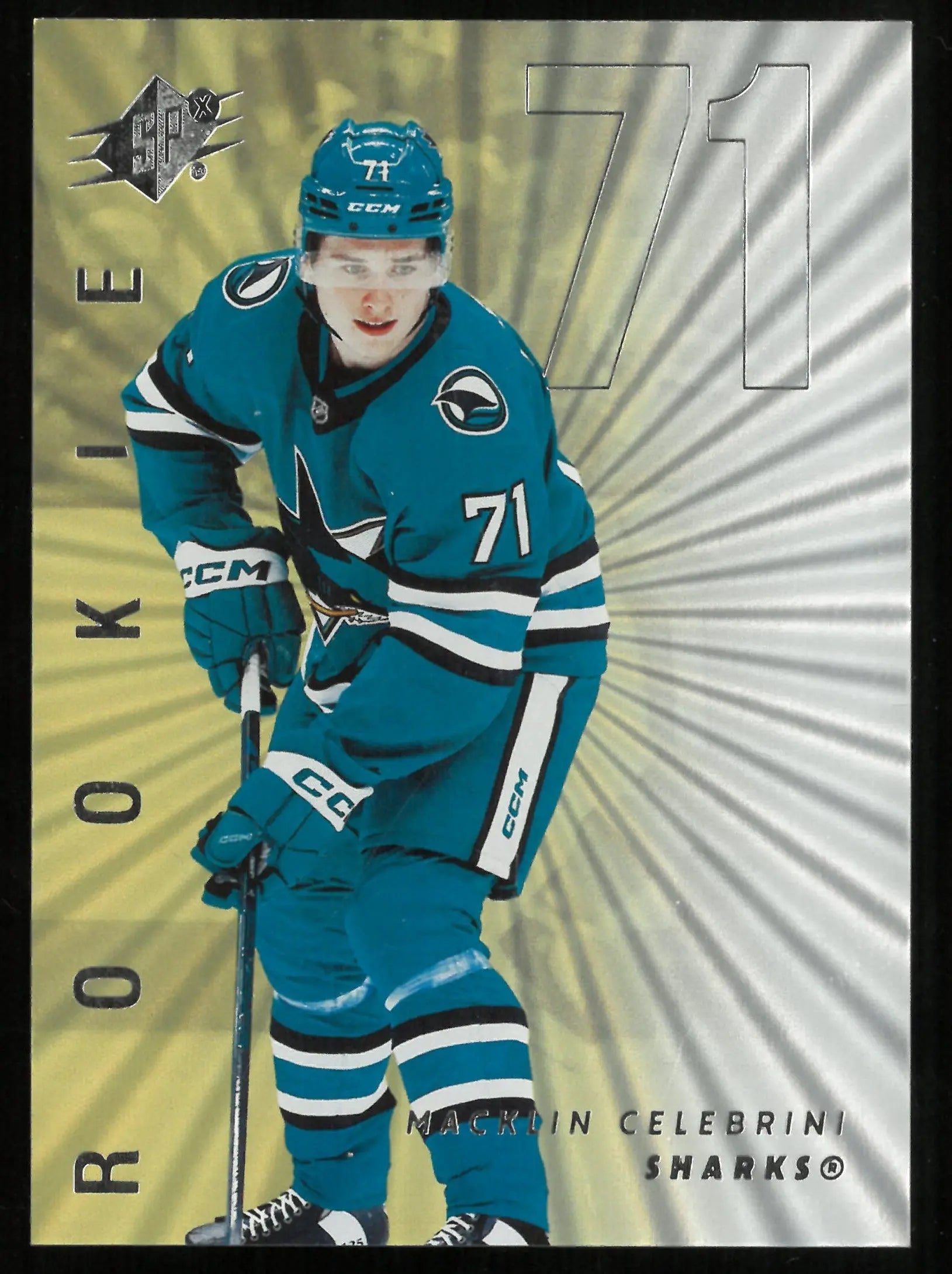 2024-25 Upper Deck SPX Hockey Macklin Celebrini RC Rookie Gold SP Card - Collectible Trading Card for Hockey Fans & Sports Memorabilia Enthusiasts - Perfect for Display, Trading, and Investment