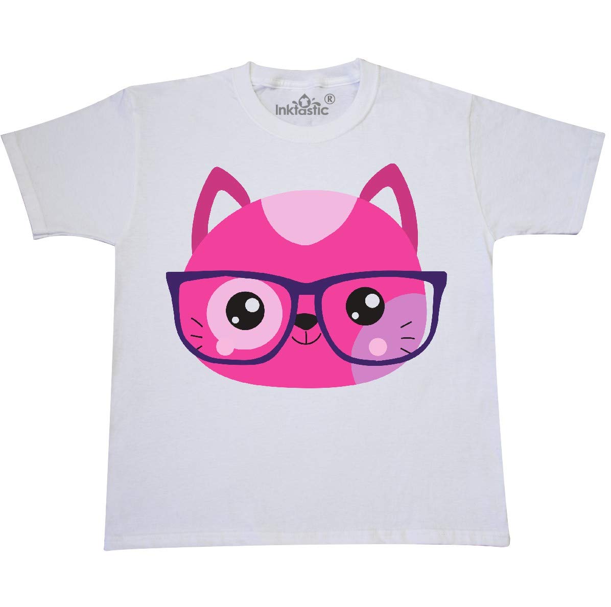 Hipster Cat with Glasses Youth T-Shirt - Cute Kitten Graphic Tee for Boys & Girls | Perfect for School, Casual Wear & Cat Lovers