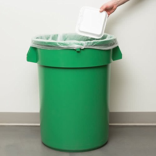Huskee 32 Gallon Green Trash Can with Lid - Heavy Duty Outdoor Garbage Bin for Kitchen, Yard, Garage, and Commercial Use - Durable Waste Container for Home and Office