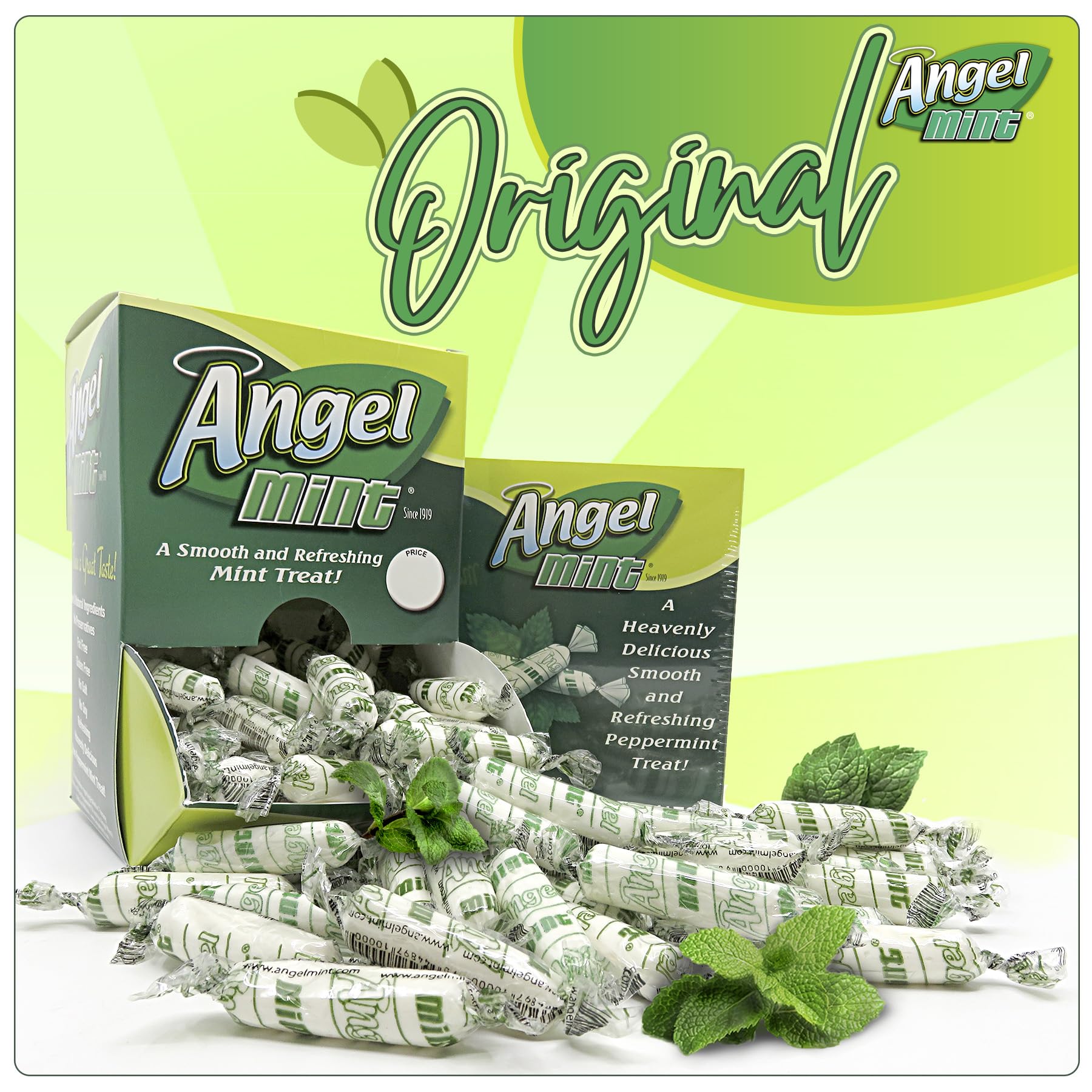 Original Angel Mint 3 lbs Bag - Individually Wrapped Mint Candies | Old Fashioned Hard Candy | Pure, Natural, Fat Free, Gluten Free, Vegan Treats | Perfect for Parties, Office Snacks & Gift Baskets