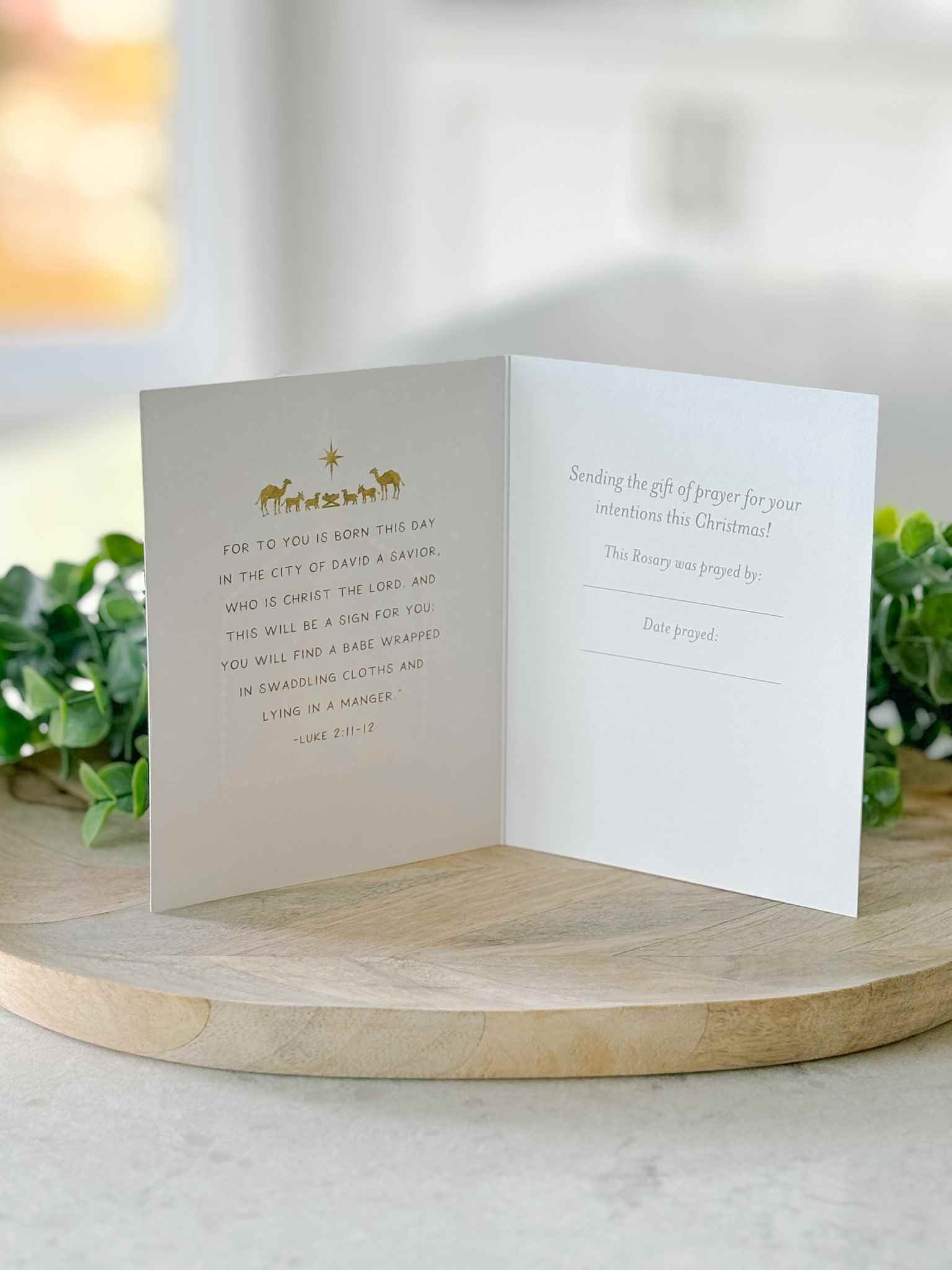 Christmas Rosary Greeting Cards - Set of 4 Religious Holiday Cards for Christmas Wishes, Gifts & Church Celebrations
