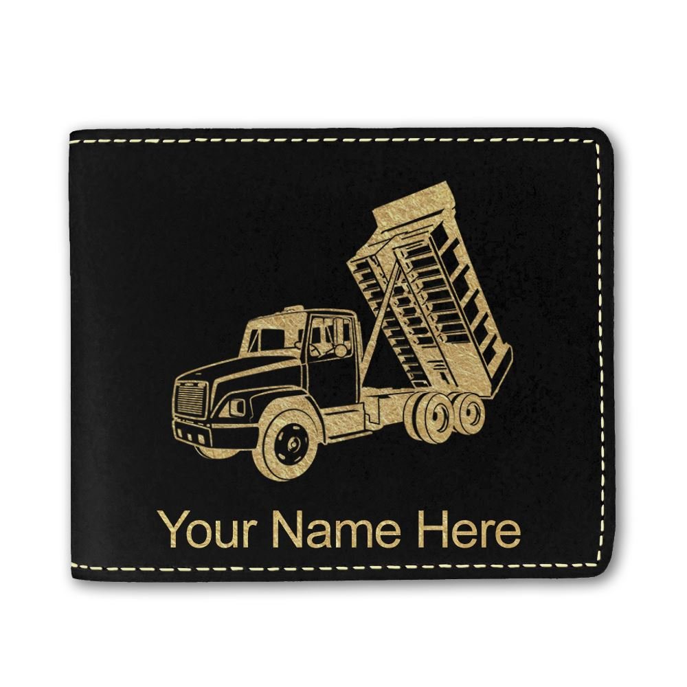 Genuine Faux Leather Wallet for Men & Women - Custom Engraved Dump Truck Design - Perfect Gift for Truck Lovers & Construction Enthusiasts - Ideal for Everyday Use, Travel & Work