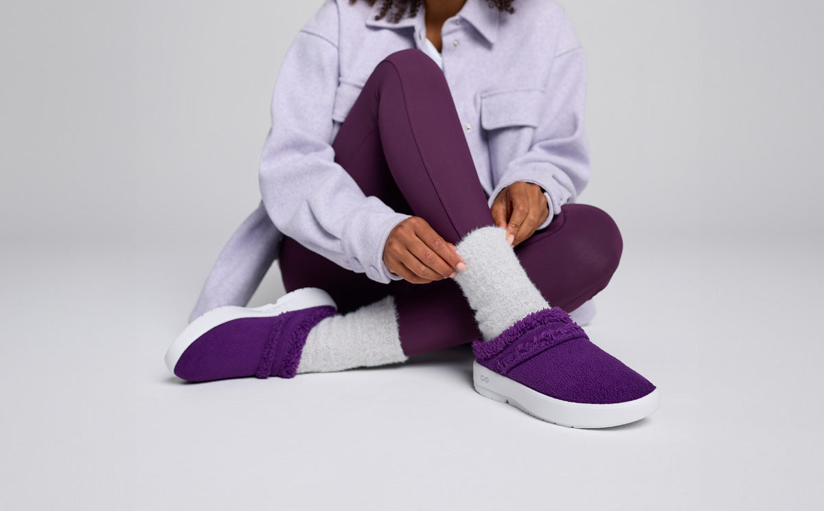Women's Comfortable OOcoozie Mule Shoes - Amethyst Color Slip-On House Slippers for Relaxing at Home, Spa & Lounge Wear