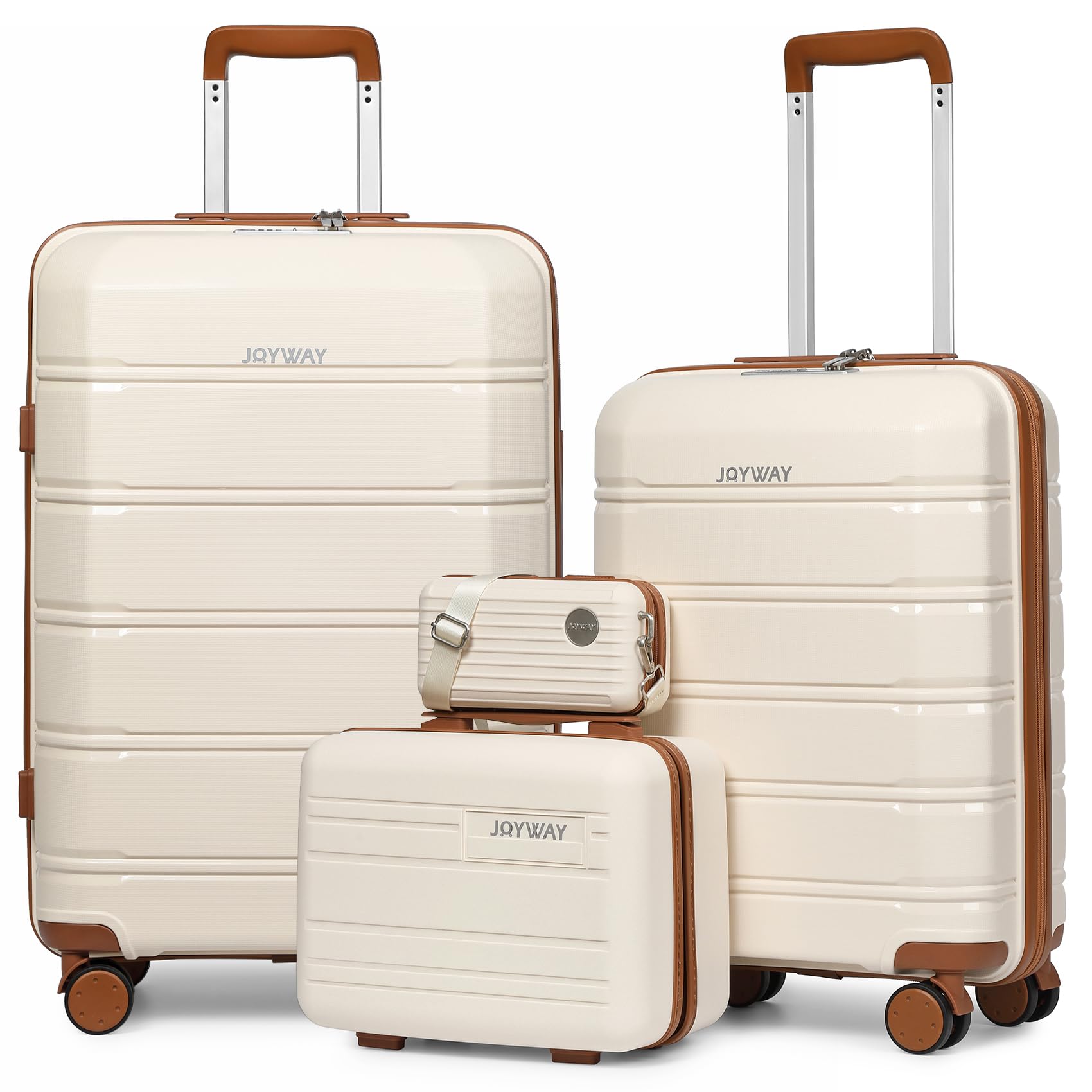 Joyway 4-Piece Lightweight Hardside Luggage Set with TSA Lock & Spinner Wheels - Carry On & Checked Suitcases for Women & Men Travel - White - Perfect for Business Trips, Vacations & Family Getaways