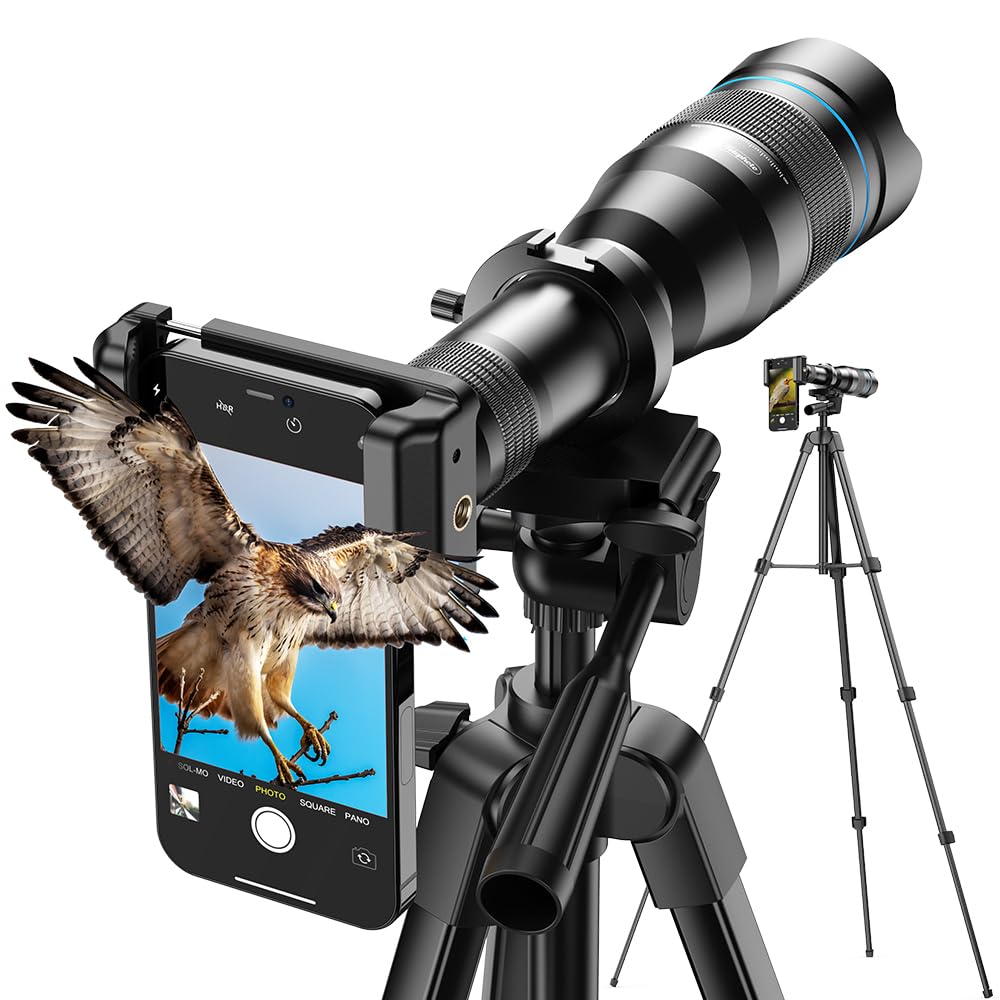 60X HD Telephoto Lens for iPhone Samsung Pixel - High Power Smartphone Camera Lens with 54
