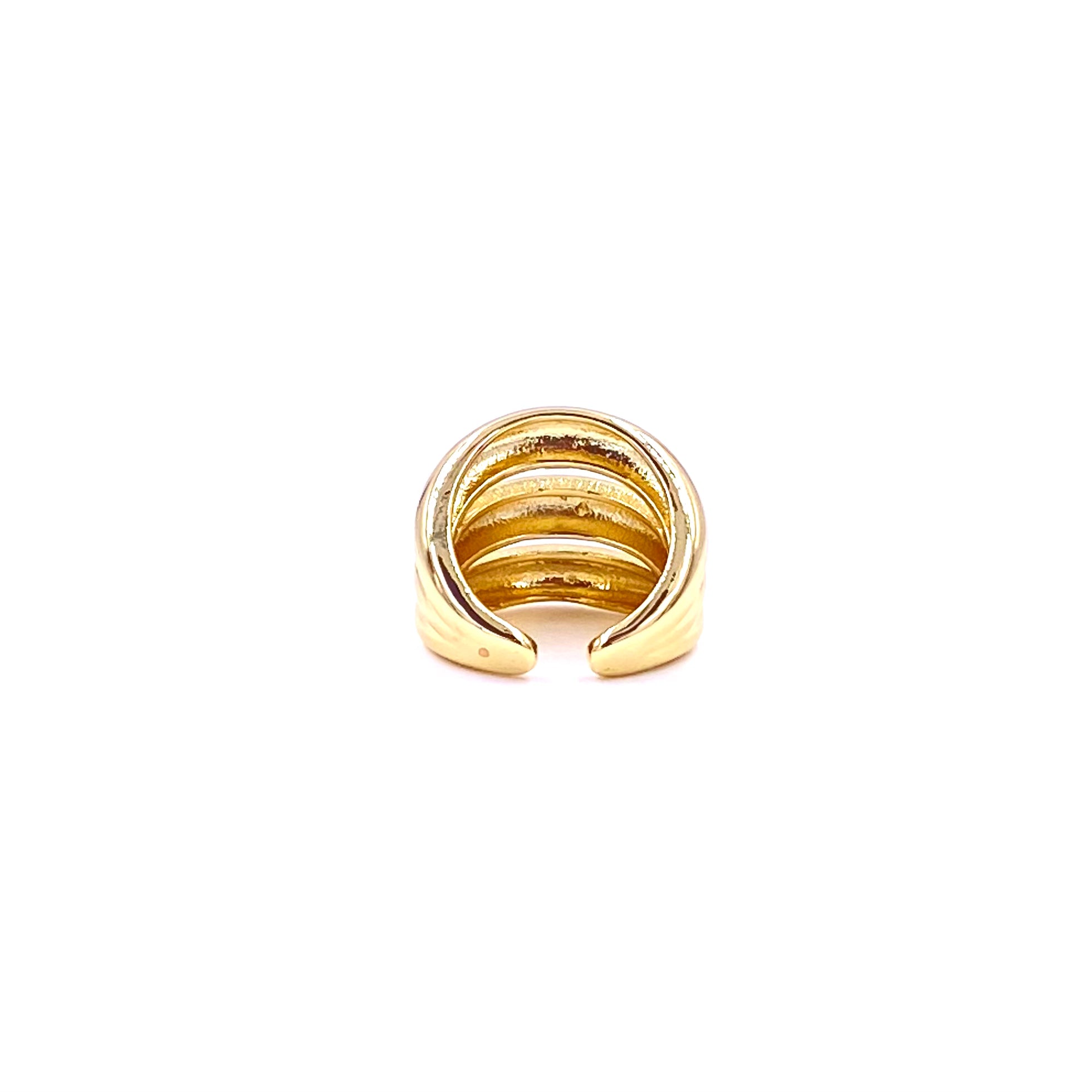 Ashley Gold Stainless Steel 3 Bar Dome Ring for Women - Hypoallergenic Fashion Jewelry - Perfect for Parties, Weddings & Everyday Wear