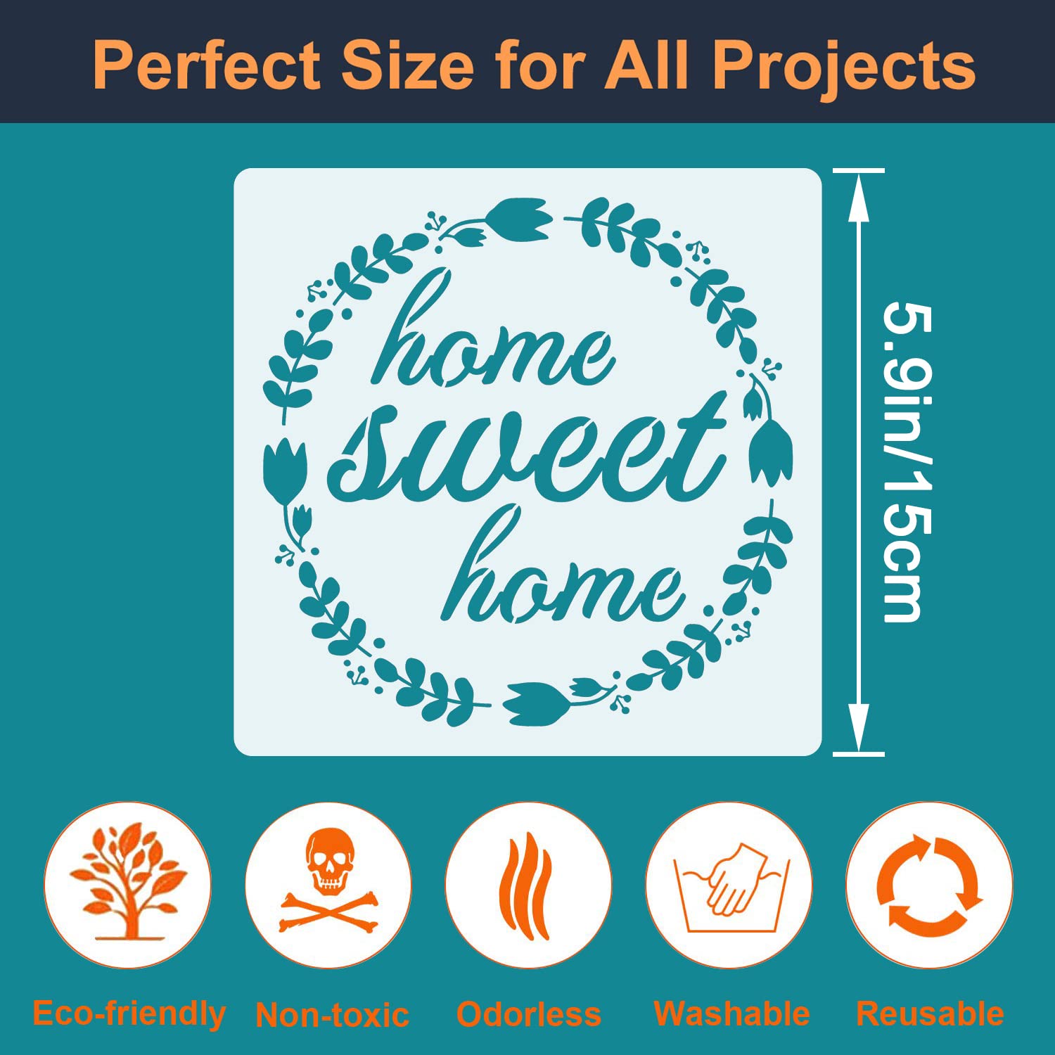 16-Piece Reusable Seasonal Home Sign Stencils Kit - 5.9 Inch Holiday Word Templates for Painting on Wood, Walls, Doors - Perfect for Christmas, Halloween & Fall Decorations DIY Projects