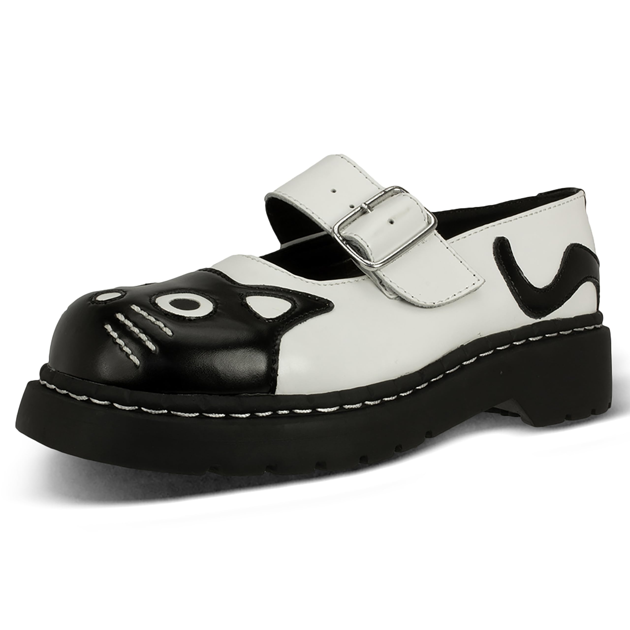 T.U.K. Women's Cat Mary Jane Flat Shoes - Vintage Punk Style Comfortable Slip-Ons for Casual Wear, Cosplay & Alternative Fashion