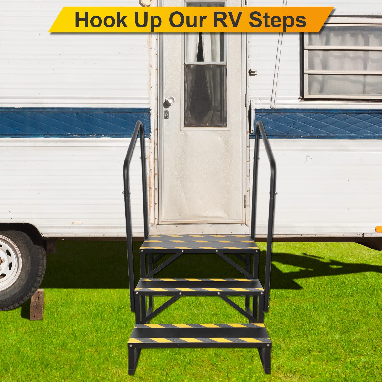 RV Handrail - 3 Step Entry Assist Handrail for 5th Wheel RVs, Travel Trailers & Motorhomes | Durable Replacement Handrail for Safer RV Entry & Exit | Perfect for Camping, Road Trips & RV Living