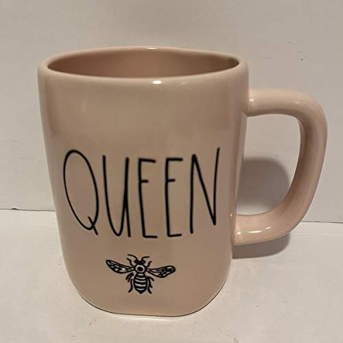 Rae Dunn QUEEN BEE Ceramic Coffee Mug - Pink Allover Design - Perfect for Tea, Coffee & Hot Chocolate Lovers - Ideal for Home, Office & Gifts
