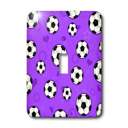3D Rose Cute Purple Soccer Star Print Light Switch Cover - Decorative Switch Plate for Kids Room, Bedroom, Nursery, Playroom - Perfect for Sports Fans and Soccer Lovers