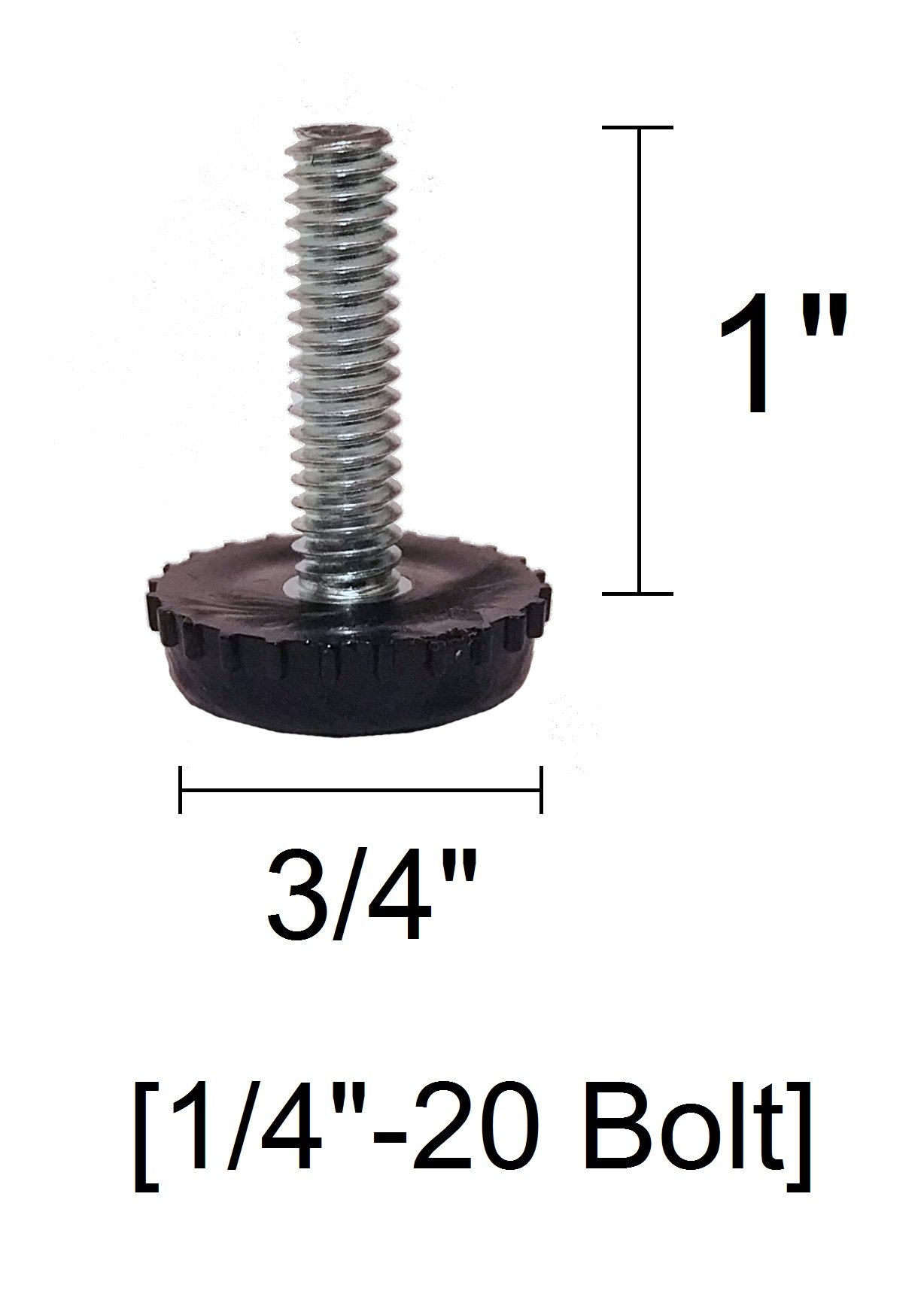 1/4-20 Adjustable Furniture Levelers - 100 Pack Black Glides for Sofa, Table & Cabinet Leveling - Heavy Duty & Non-Slip