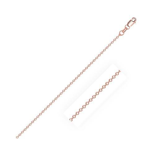 14k Rose Gold Cable Link Chain Necklace - 0.8mm Thin, 16 Inch Length - Perfect for Layering, Gift Giving & Everyday Elegance