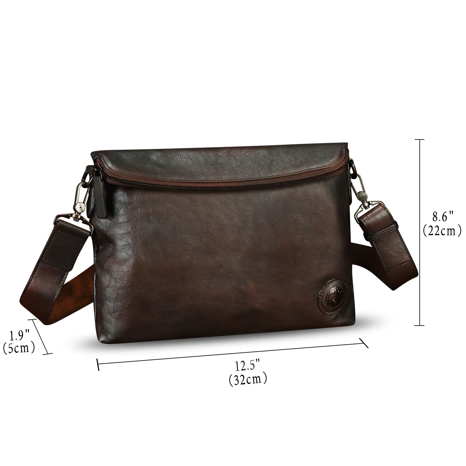 IVTG Genuine Leather Messenger Bag for Men & Women - Crossbody Shoulder Bag with Adjustable Strap | Perfect for Work, Travel & Everyday Use