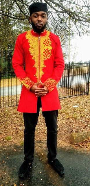 Black Panther African Embroidered Dashiki Jacket Shirt for Men - DPBLKP10 | African American Cultural Wear for Parties, Weddings & Kwanzaa Celebrations