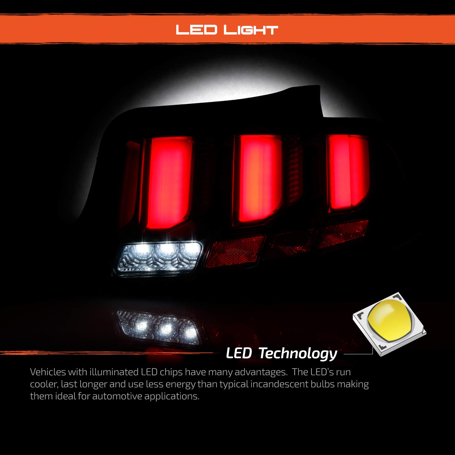 AKKON LED Sequential Turn Signal Tail Lights - Compatible with 2010-2012 Ford Mustang, Black Housing with Clear Tube, Pair (Left+Right) | Enhances Rear Visibility & Style for Night Driving & Car Shows