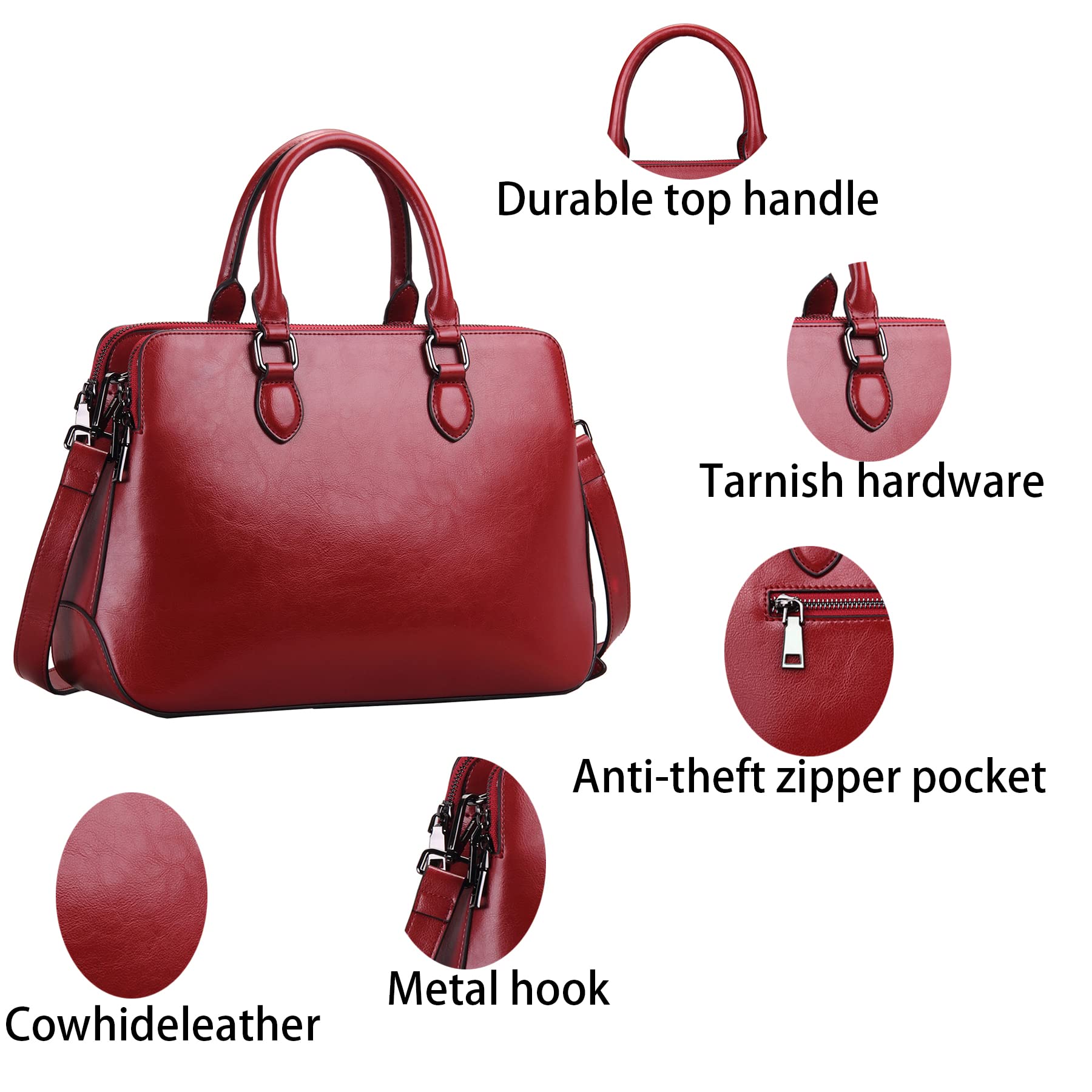 Authentic HESHE Women's Leather Handbags - Tote, Shoulder, Crossbody & Top Handle Purses for Work, Travel & Everyday Use