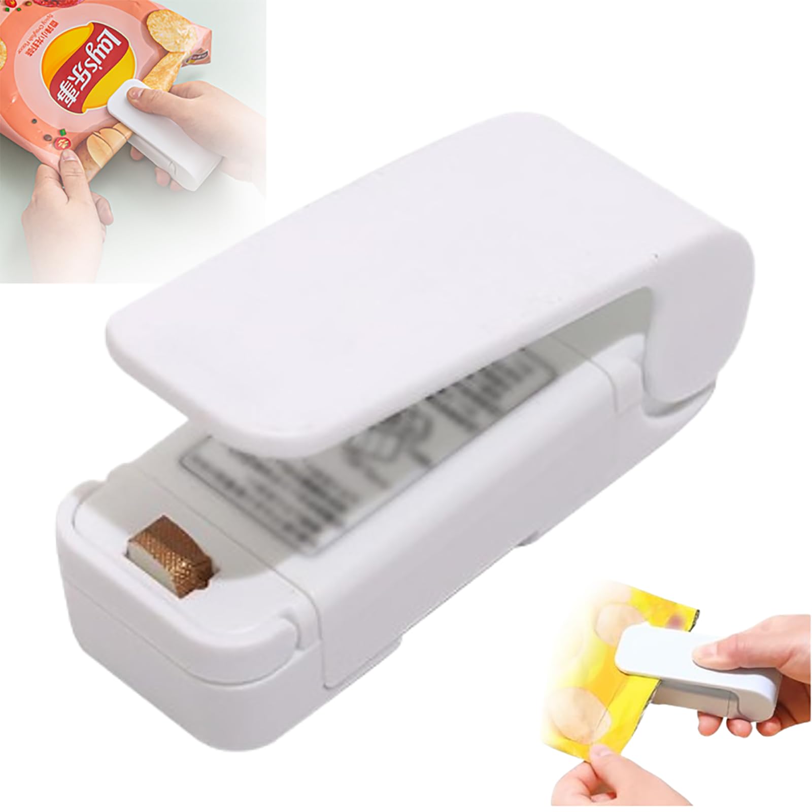 2024 Portable Mini Bag Sealer & Cutter - 2-in-1 Handheld Heat Vacuum Sealer for Food Storage, Snacks Freshness, Plastic Bags | Compact Resealing Machine for Kitchen, Travel & Camping (White, 1 Pack)