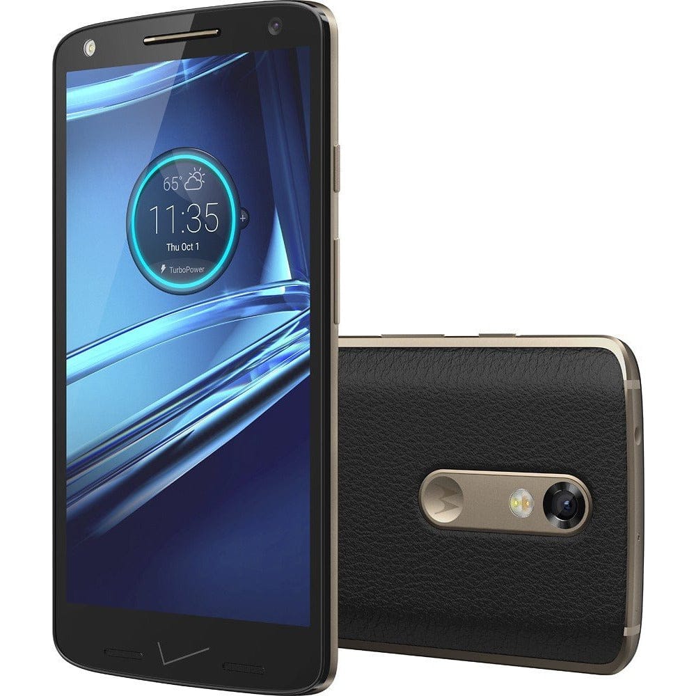 Motorola Droid Turbo 2 XT1585 32GB Black Leather Verizon Unlocked Smartphone - Durable Shatterproof Screen for Outdoor & Business Use